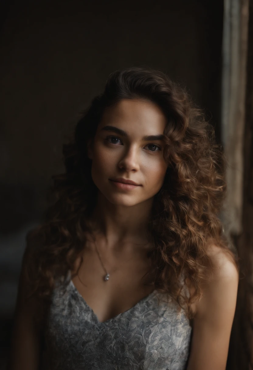 portrait of a 19-year-old girl, Mexican, beautiful, natural, no makeup, brown hair, social media model, good lighting, clear face, photo taken in a studio, photographed with lots of light