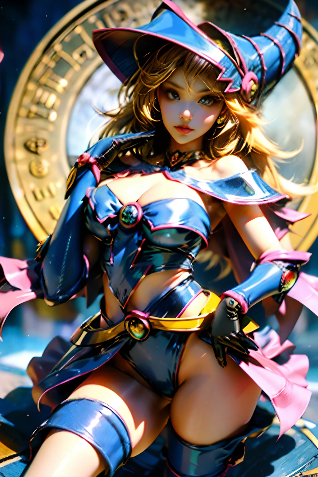 obra maestra, lleno: 1.3, estar de pie, 8k, ......3D, realista, Ultra Micro Disparo, calidad superior, Fondo de pantalla Extreme Detail CG Unity 8K, desde abajo, Detalles intrincados, (1 mujer), 18 years old, (Mago Oscuro Gils 1, tiara, traje de maga: 1.2, Giles magos oscuros: 1.2), delgada y muy larga rubia , uniforme escolar, (Cuello azul, Cuello marinero azul, Mini falda azul antes de la puerta: 1.3, Lazo rojo muy grande en el pecho: 1.3, long white latex gloves: 1.3, Guantes rojos en los codos, Very large red bow behind the waist: 1.1, El escote se ve grande, tiara de Oro, pendientes), (Detalles de la cara: 1.5, ojos azules brillantes, Cara hermosa, Hermosos ojos, ojos brillantes, labios finos: 1.5, Thin and Sharp Pale Eyebrows, Long Dark Eyelashes, Double tabs), Lujosas joyas doradas, delgado, Delgado y musculoso, petty face, pechos grandes, proporciones perfectas, Cintura delgada, Pose de modelo sexy, poros visibles, sonrisa seductora, manos perfectas: 1.5, High Leg Swimwear, Very fine and tight white holographic leather with high gloss, Renderizado de octanaje, very dramatic image, Luz natural fuerte, luz del sol, Exquisite lighting and shadow, Dynamic Angle, DSLR, foco nítido: 1.0, Maximum clarity and sharpness, (fondo espacial, Luz de la luna, luna, dynamic background, Antecedentes detallados)