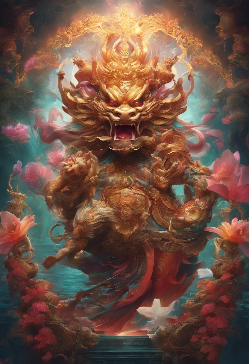 mitologia chinesa,Pixiu,O detalhe,super-fino,Ultra foto realsisim,hyper-realistic,Obras de mestres,8K Wind Resolution,Renderizador OC,