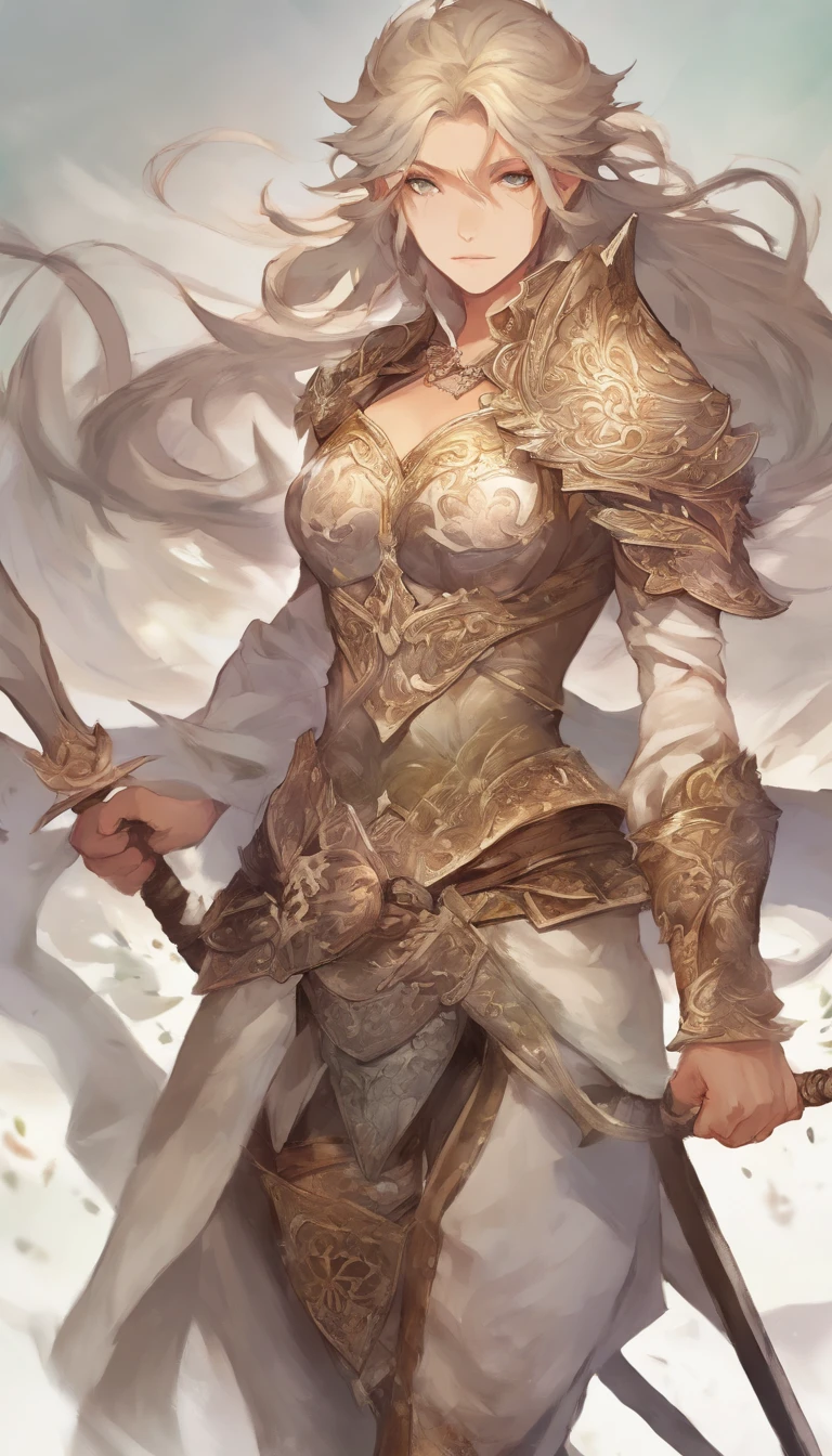 Full Body Portrait, Fantasy style, Female warrior, Longsword in hand, Dungeons & Dragons, Elf