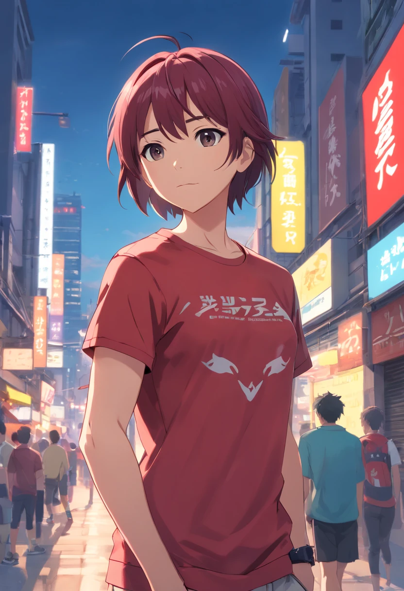((foto crua)), ((obra-prima)), Anthropomorphic humanoid pitbull wearing red t-shirt (((roupas de streetwear))), caminhando furiosamente entre as pessoas, detalhe intrincado,sorridente, intricate Greebles pieces, city behind, corpo musculoso, (((large muscles))), muscular arms, (small head), Ogro monstruoso, Titan soft lighting, Hiper realista, soft-lighting, Ambiente sinistro