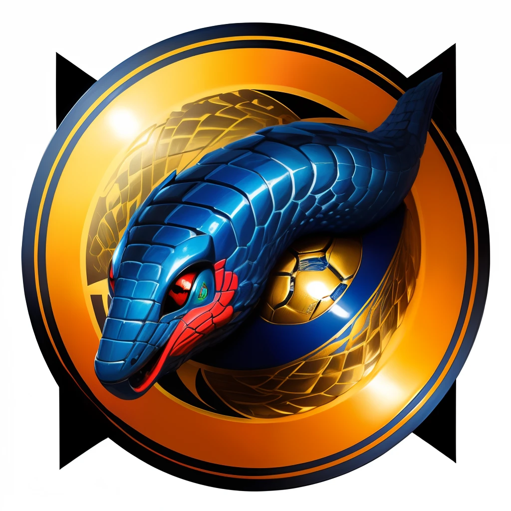 Logo de uma cobra enrolada em uma bola de futebol