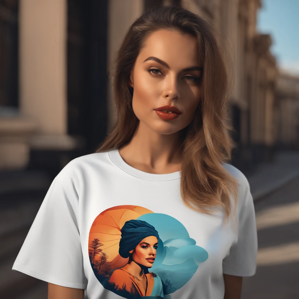a woman wearing a t - shirt mock mock mock mock mock mock mock mock mock mock mock mock mock mock, design only, graphic tees, designed for cozy aesthetics!, t shirt design, t-shirt design, t - shirt design, tshirt design, silk screen t-shirt design 4k, shirt design, custom design, realistic clothing, clothing design, graphic print