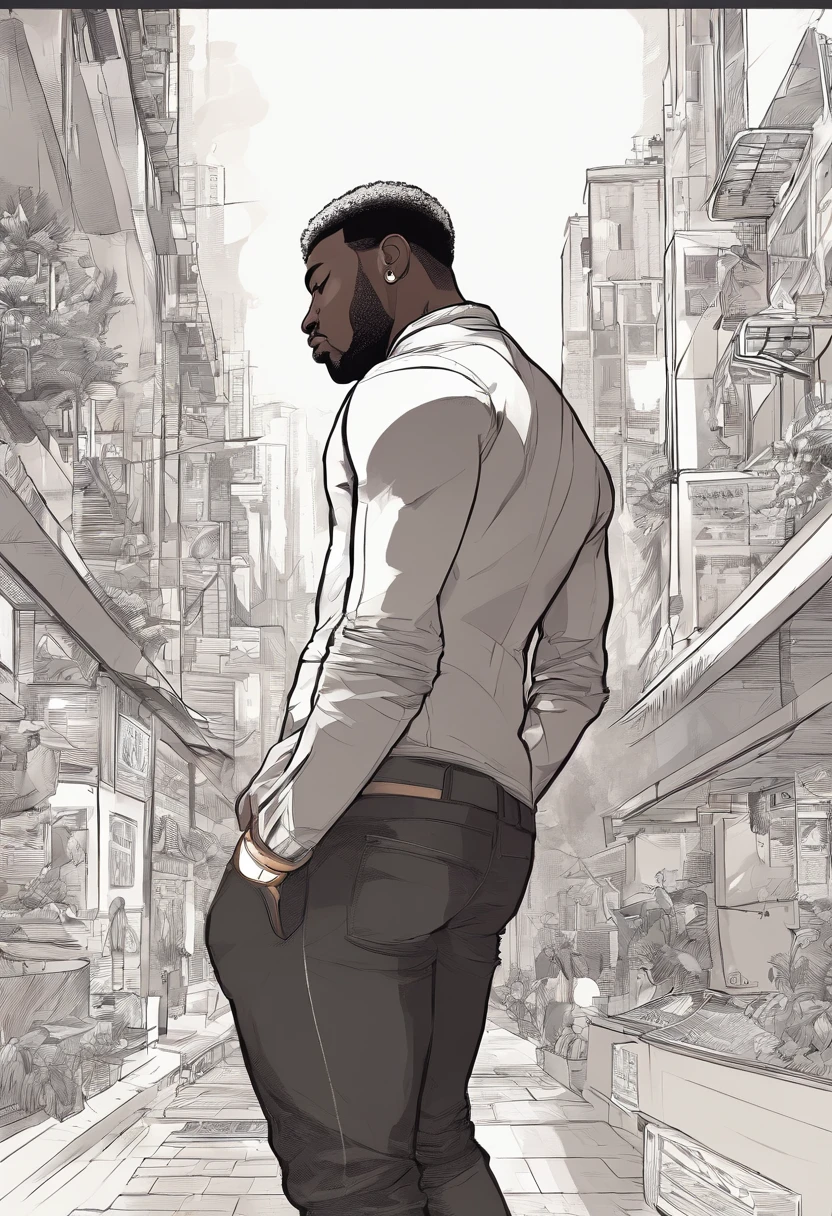 Black male with big butt bending over with bulge