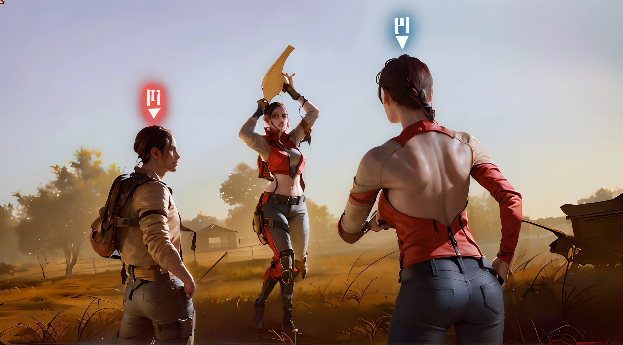 Homem segurando uma motosserra e uma mulher segurando uma faca, Captura de tela do videogame, Imagens de jogabilidade, Captura de tela do videogame>, 3rd person game, 240p, jogabilidade em terceira pessoa, Captura de tela do videogame de 2020, Jogabilidade, jogabilidade ainda, captura de tela do filme, wielding an axe on each hand, gameplay video, captura de tela do jogo