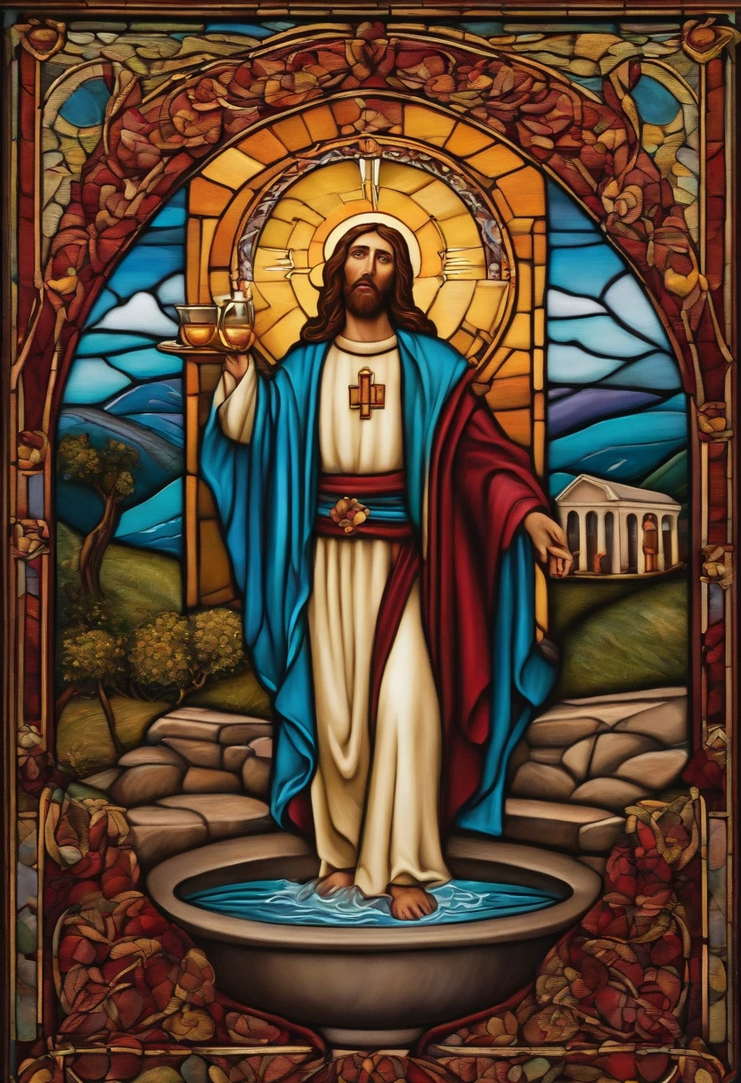 Jesus transformando agua e vinho