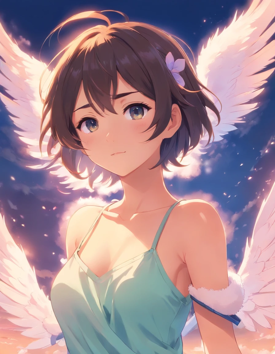 ((masterpiece)),((highest quality)),((anatomical)),((realistic)),((detailed description)),((cute)),((女の子のcute部屋)),(((Angel))),((beautiful eyes)),(()),((petite)),mile)),((white teeth)),