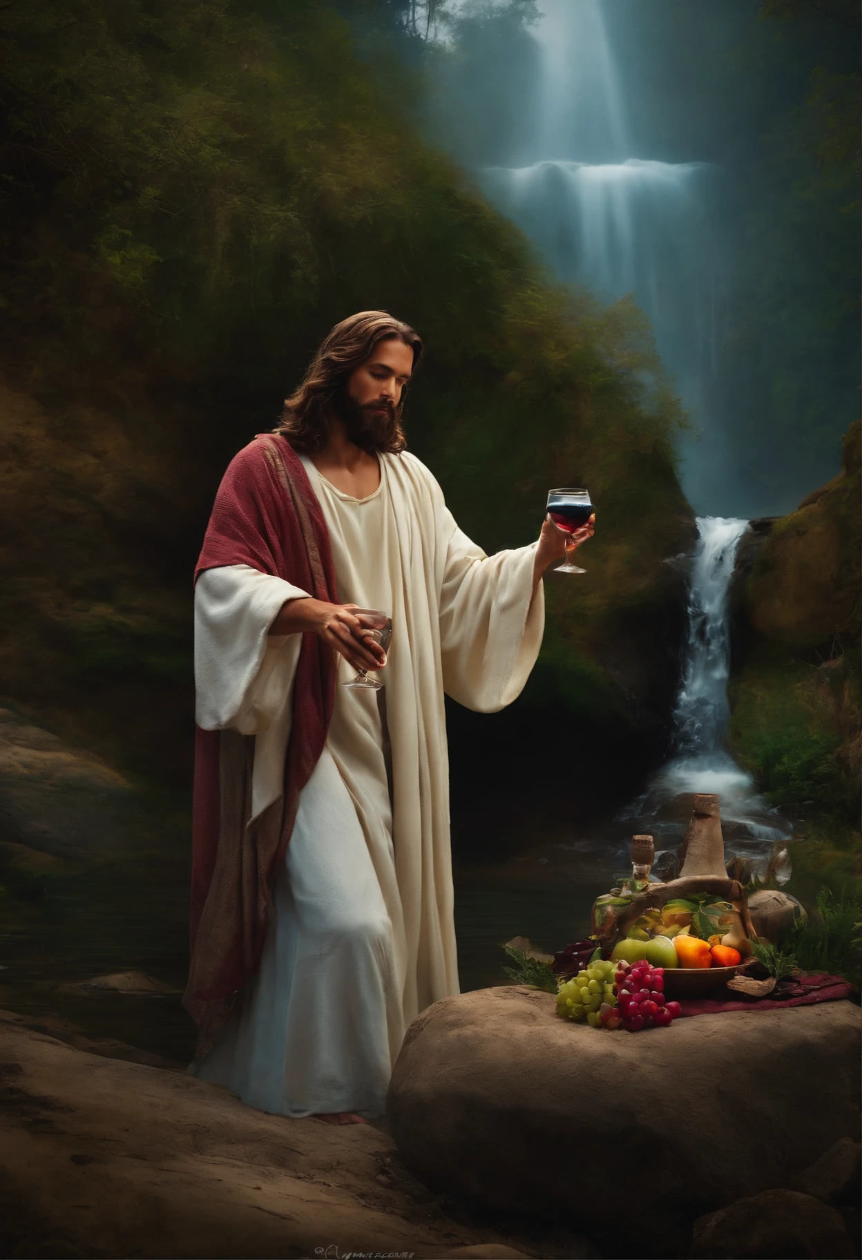 Jesus transformando agua e vinho