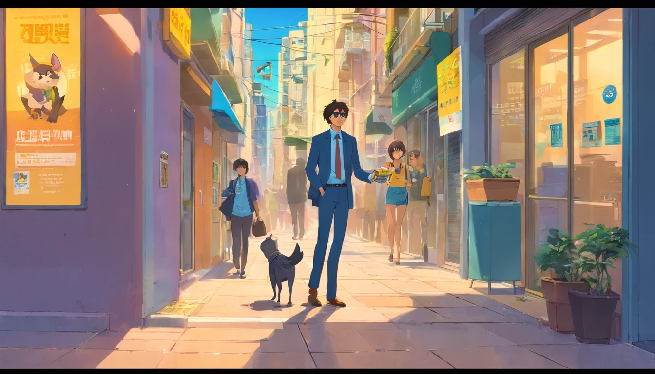 title: "The Mad City"

Prompt:

Painel 1:

Cena de uma cidade movimentada, With tall buildings and people in a hurry.
Na parte inferior do painel, o personagem principal, Bob, is seen holding a cup of coffee and looking sleepy.
Bob (pensando): "Another peaceful day in the city..."
Panel 2:

Bob walks distractedly down the sidewalk, while various strange things happen around you.
A dog is driving a car, A pigeon is wearing sunglasses and reading a newspaper, A traffic light is arguing with a pedestrian.
Bob (surpreso): "What's going on here?"
Panel 3:

Bob chega ao seu trabalho, An office company, where he finds his colleagues also involved in absurd situations.
A colleague is typing with his feet, another is wearing a tie as a tiara and a third is floating in the air.
Bob (frustrado): "No, pessoal, You've seen it? Everything is out of control!"
Colleague: "Ah, isso? It's just another normal day in this crazy city!”