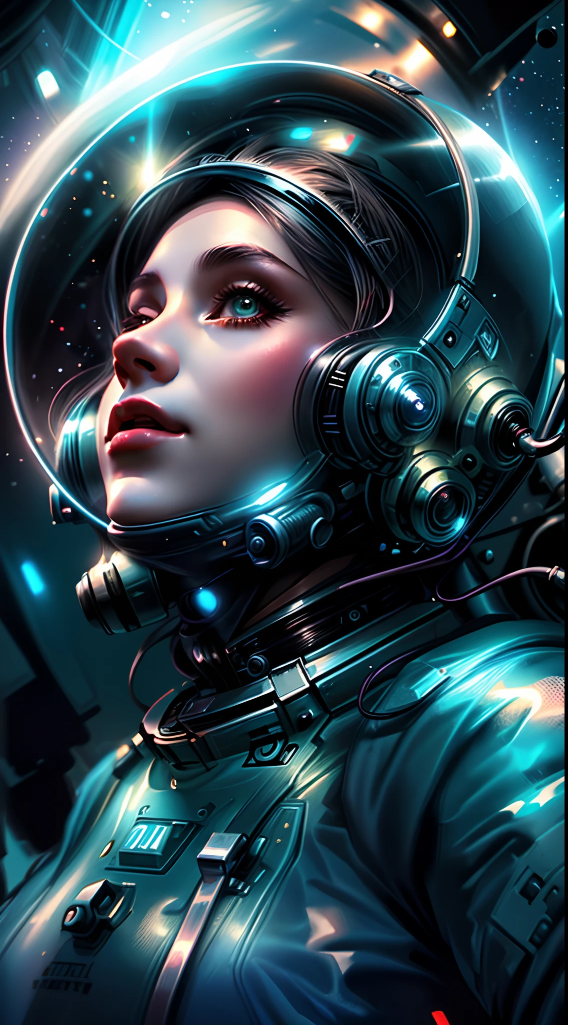 uma mulher em um traje espacial com um capacete em, Retrato Armored Astronauta , Wojtek FUS, bela arte digital, arte digital sci-fi, Sci-Fi Digital Art Illustration, arte sci fi, Arte SciFi, bela arte sci fi, astronauta futurista, Sci - Arte Fi, arte sci-fi, stunning digital illustration, mulher scifi, girl in space, mulher astronauta