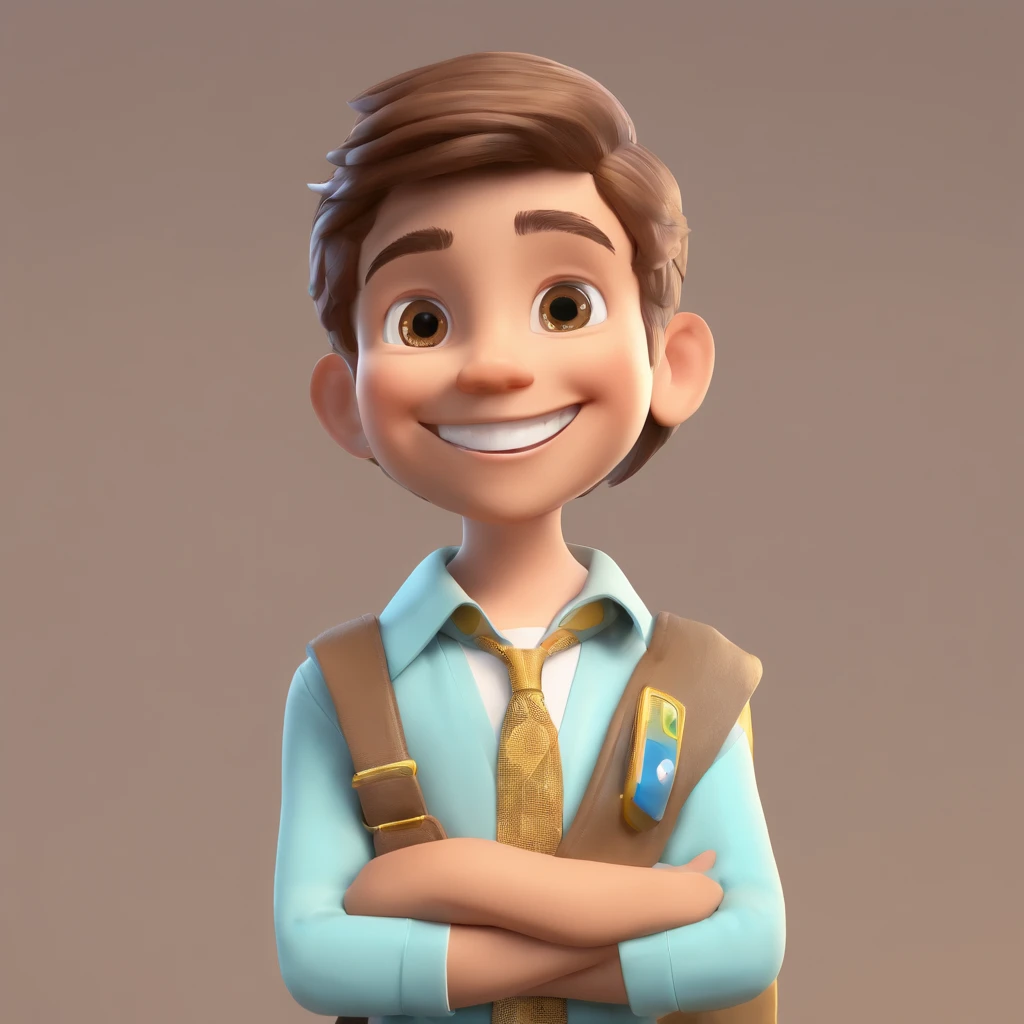 Alexander is a smiling 10-year-old human boy, com seu fiel amigo