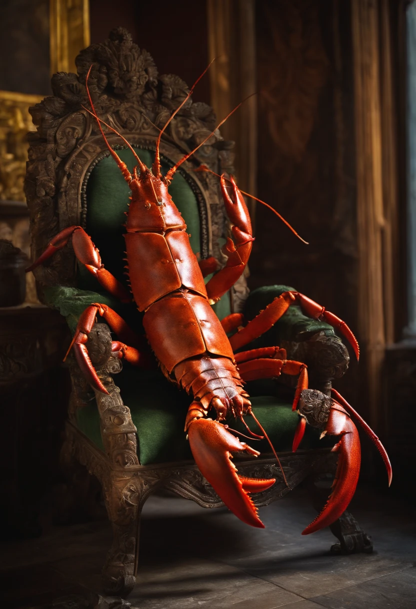 ancient lobster sitting on the throne