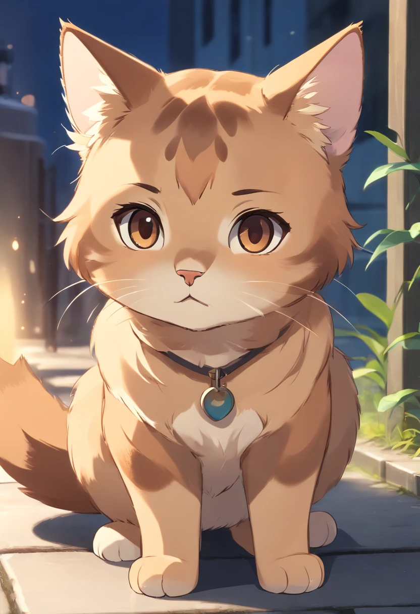 2D chibi character of a light brown European cat,Head down and cry