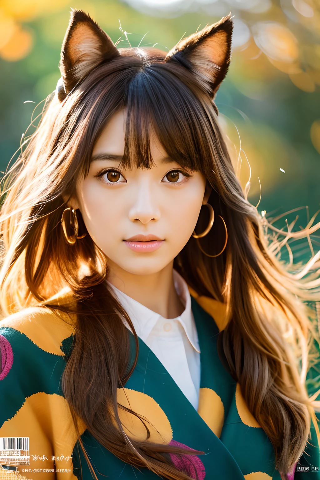 Enrai Fairyland、chinese mythology、Colorful auspicious clouds、
autumnal, autumn_leaves, The tree, falls, 独奏, Grouping, blurry_foreground, 1girl in, tag, painterly, depth_of_field, bblurry, long_hair, brunch, hair_ornament, leaves_in_wind, forrest, plein air, naturey, camp fire, The shirt, looking_at_viewer, hot onsen, masterpiece, top-quality, (top-quality), ((masterpiece)), (hight resolution), original, Very detailed 8k wallpaper, (extremely delicate and beautiful),((详细的脸))、beautiful finely detailed eyes、Hair that flutters in the wind、hair messy、lensflare、
1girl in,full bodyesbian,(Golden eyes),(Akame),(Wolf ears),(yellow hair),(Wolf's tail),(Wolf ears),(Cute little girl:1.1),(Wolf ears),Beautiful fine eyes,orange color hair,Very long hair,tiny chest,(looking at the viewers),
(magazine:1.3), (cover-style:1.3), In a large font(TANAKAFILE)Fashionable, femele, with a vibrant, outfits, the pose, the front, Colorful, Dynamic, Background with, element, I'm confident, expresive, ngel, statement, accessorized, An majestic, coiled, surroundings, touch, The scene, Texto, covers, It's bold, captures the attention, titles, stylish, font, Catchy, headline, The large, impressive, moderno, Trendy, focus, lo fashion,