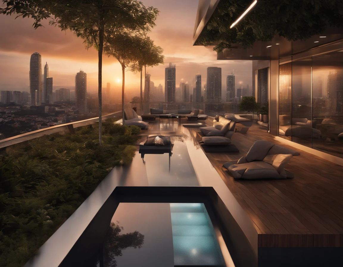 (melhor qualidade,4k,8k,Altas,master part:1.2),ultra-detalhado,(Realistic,fotorrealista,photo-realistic:1.37),CIDADE FUTURISTA,sunset illumination,Skyline da cidade, cores vibrantes,skyscrapers,luzes brilhantes,Advanced technology,Hovering satellites,aeronaves voando,arquitetura moderna,Transporte flutuante,design sofisticado,atmosfera animada,Urban metropole,Efficiency and functionality,Elegance and innovation,Harmony and balance,ruas cheias de gente,Traffic flows smoothly,rio fluindo suavemente,Reflection of the lights on the surface of the water,serenidade e tranquilidade,Majestic sunsets,tons de laranja e roxo,Raios do sol desvanecidos,gradiente de cores quentes,gradual transition from day to night,ambiente acolhedor e convidativo,Futuro otimista e brilhante,Tecnologias emergentes,comunidade diversa,redes interconectadas,Advancements in Sustainable Energy,Energy-efficient buildings,360-degree panoramic view,Infraestrutura ecologicamente correta,holographic displays,Features of Smart City,seamless integration of nature and technology,ambiente inspirador e criativo,Dynamic and ever-evolving cityscape,Sistemas de transporte futuristas,Massive Air Terminals,Innovative residential areas,Skyscraper Towers of Progress,Ever-changing skyline,Dynamic Light and Shadow Patterns,Cidade dos sonhos e infinitas possibilidades,encantado com a beleza da cidade,Imagination taking flight amidst the cityscape,Uma fuga para o futuro