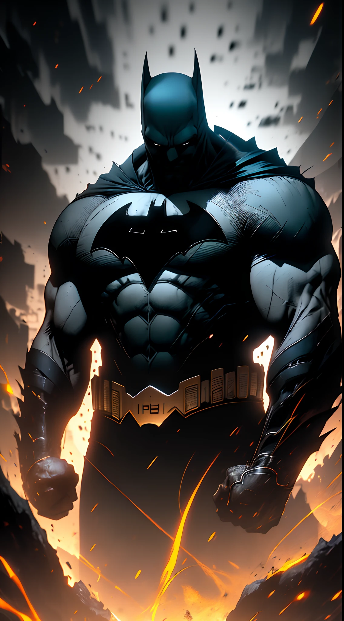 1 Homem, sozinho, Ben Affleck como Batman NA FAVELA, alto, Piece, musculoso, granel, ombro largo, fotorrealismo, terno cinza sujo escuro, dark grey arms, ((no mask on)), mask off, cabelos pretos, luvas pretas, melhor qualidade, master part, high resolution:1.2, capa preta, high detailed mask, terno altamente detalhado, Rosto alto e detalhado, Premiado, night time, uma caverna escura no fundo, dentro, photo-realistic, ultra-realistic, octan render