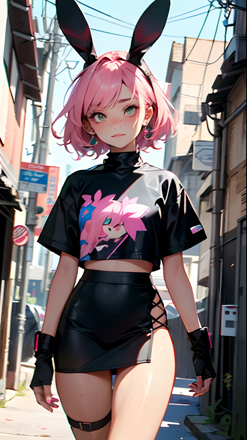 cute little bunny loli,(((little loli, small tiny body, petite))), (((6 ))),((anime little bunny loli with extremely cute and beautiful fuchsia  hair walking down the street)),(((bunny girl,anthro furry cute,bunny-girl))),(((bunny ears,bunny ears on head,big bunny ears))),

(((flat chest))), (((fuchsia hair:1.35,short fuchsia hair,colored inner hair,ear breathing,))),((heterochromia, eye1 fuchsia, eye2 pink, perfect eyes, upturned eyes:1.3, beautiful detailed eyes, finely detailed beautiful eyes:1, big highlight on eyes:1.2, slanted eyes)), (((freckles on the face, freckles,freckled girl))),(((lustrous skin:1.5,bright skin: 1.5,skin tanned,shiny skin,very shiny skin,shiny body,plastic glitter skin,exaggerated shiny skin))),(delicate detailed fingers,detailed body,detailed arms,human hands, detailed hands),

cute,slutty,,erotic,nsfw, 

zettai ryouiki,revealing clothing,show skin,((rave shirt, fluorescent colored shirt, rave mini-skirt,visible thong straps)),(wearing a rave outfit:1.3,rave clothes,semi-naked,with little clothing,),(detailed outfit,detailed clothes),

(dynamic pose:1.0), solo focus, embarrassed, centered, scale to fit dimensions, Rule of thirds,

outdoors, ((night view)), (cyberpunk night street Background: 1.5,dark sky,alleyway,lonely alley,thick clouds, detailed background:1.25),

(best quality), (high resolution), (sharp focus), (ultra detailed), (extremely detailed), (extremely high quality artwork), 8k_wallpaper, (extremely detailed CG 8k),(very fine 8K CG), ((hyper super ultra detailed perfect piece)), flawless, (((masterpiece))), illustration, vibrant colors,  (intricate), High contrast, Selective lighting, Double exposure, HDR (High Dynamic Range), Post-processing, Background blur,