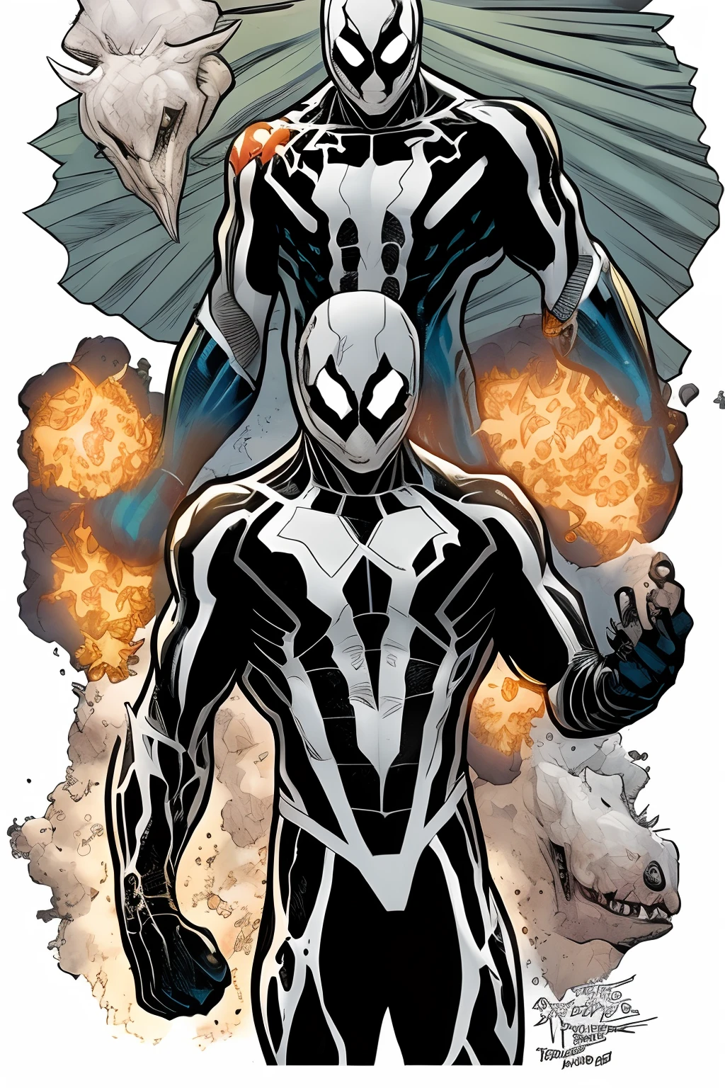 Marvel anti venom symbiote suit oc in a comic art style