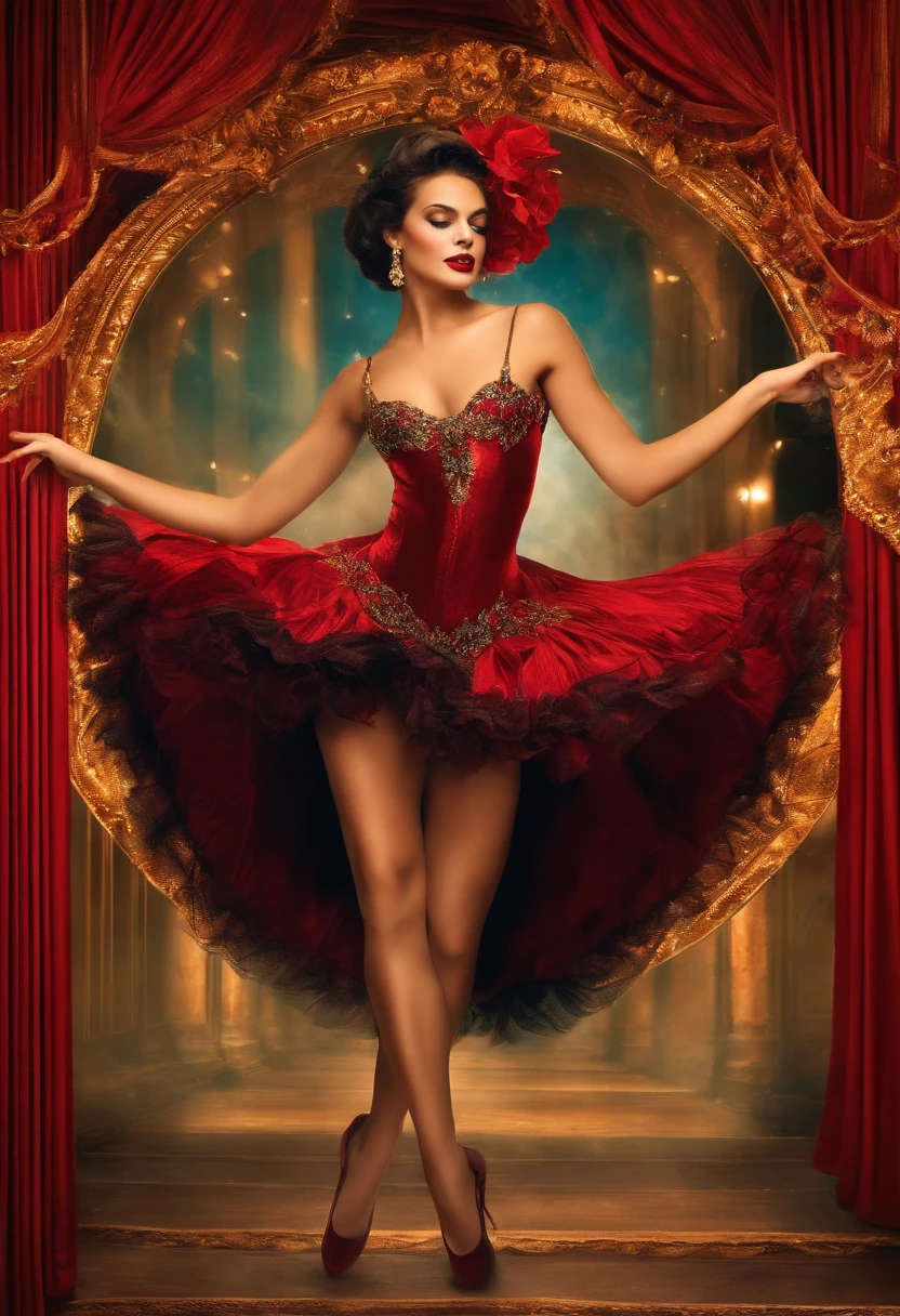 A beautiful dancer from the Moulin rouge, capa de revista,visual arrojado e majestoso