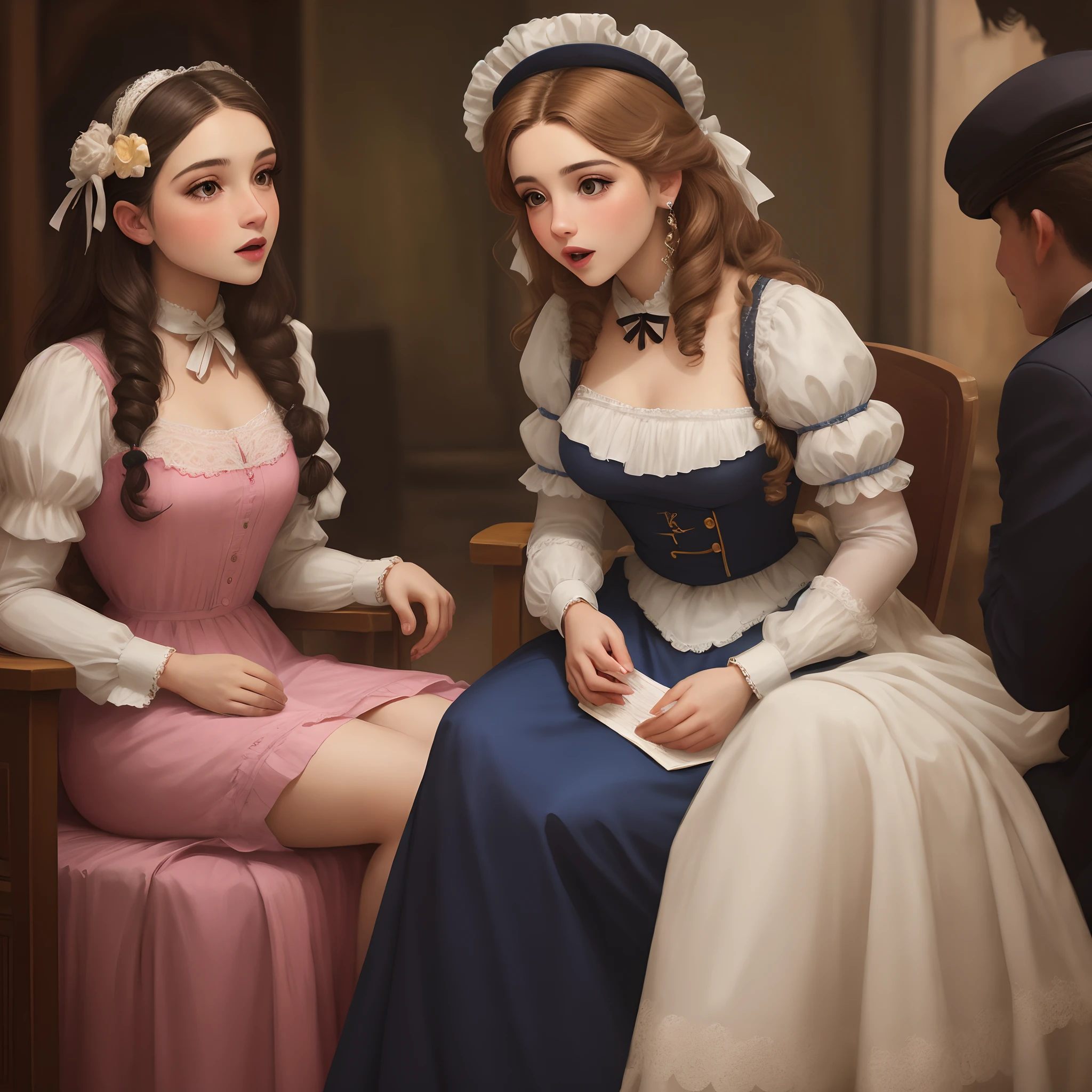 Florence Nightingale, (ballet clothes), sitting on a chair, damp, sweaty, sweaty, white formal shirt, loose collar buttons, nipple bumps, long loose hair, (delicate illustrations: 1.4), (Renaissance art: 1.4), (Ultra High Definition: 1.2), (Photorealistic: 1.4), (8K, RAW photos: 1.2), (Soft Focus: 1.4 ), (18 years old: 1.3), (Sharp Focus: 1.4), a beautiful face with attention to detail, Pure Rose Face_V1