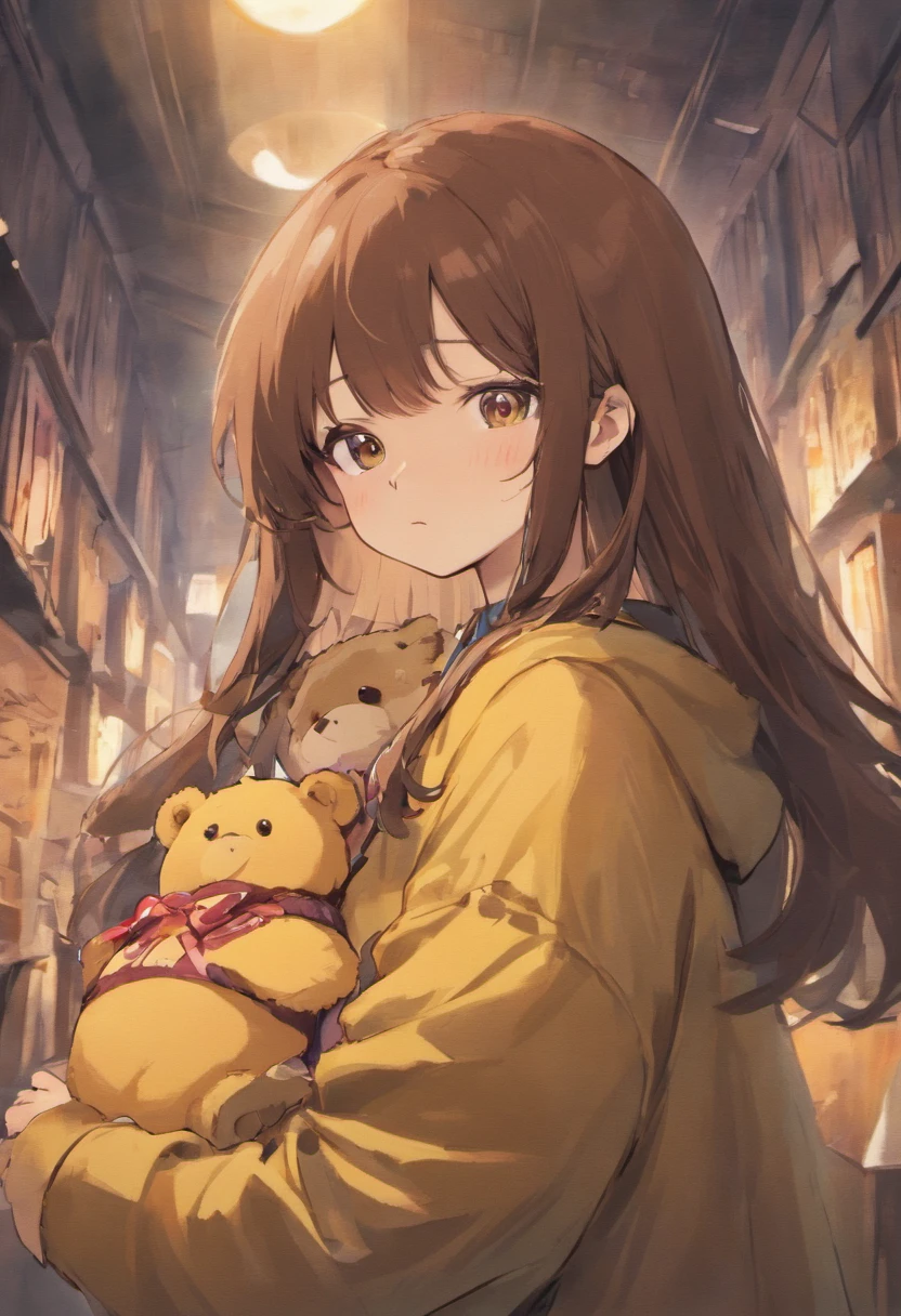 Chubby, long dark brown hair, brown eyes pretty, cute, teddy bear