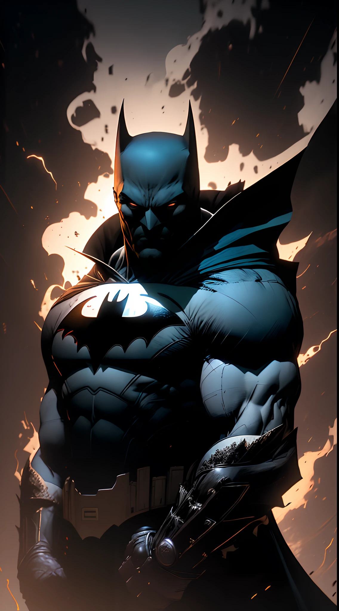 1 Homem, sozinho, Ben Affleck como Batman NA FAVELA, alto, Piece, musculoso, granel, ombro largo, fotorrealismo, terno cinza sujo escuro, dark grey arms, ((no mask on)), mask off, cabelos pretos, luvas pretas, melhor qualidade, master part, high resolution:1.2, capa preta, high detailed mask, terno altamente detalhado, Rosto alto e detalhado, Premiado, night time, uma caverna escura no fundo, dentro, photo-realistic, ultra-realistic, octan render
