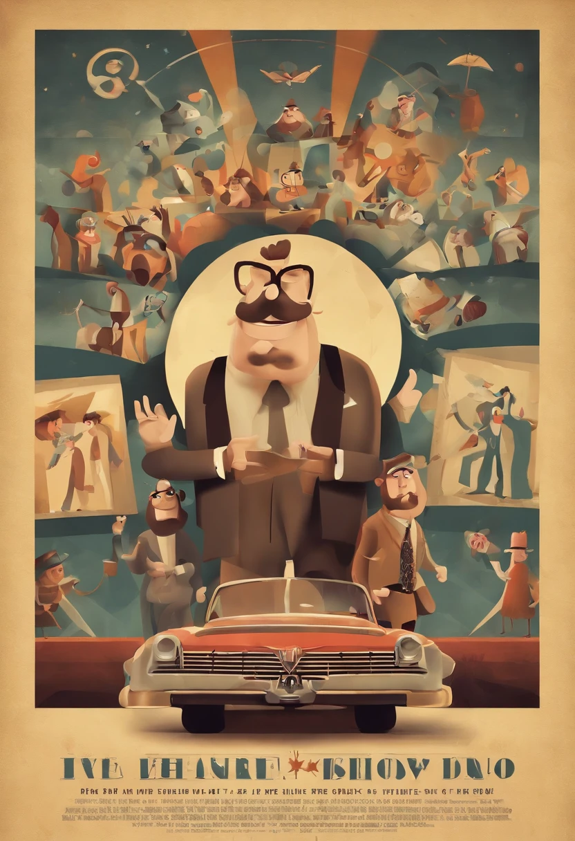 A disney Pixar - inspired movie poster whith title " Do Zero ao Show" , (When Dreaming Is a Choice) , the scene should be inthe distinct digital art style pixar , with a focus on characteristic of their animations, with the title (do Zero ao Show) a man with a goatee and bald head, smiling at the camera, a pastel by Maria Helena Vieira da Silva, behance, cubo-futurism, behance hd, #myportfolio, ultra hd. The background shows an unhappy audience and objects being thrown at the stage. The story is about a man who decided to live from music. The title is positioned at the top center of the poster, like big show signs. The logos of Disney and Pixar are positioned at the bottom center of the poster.”)