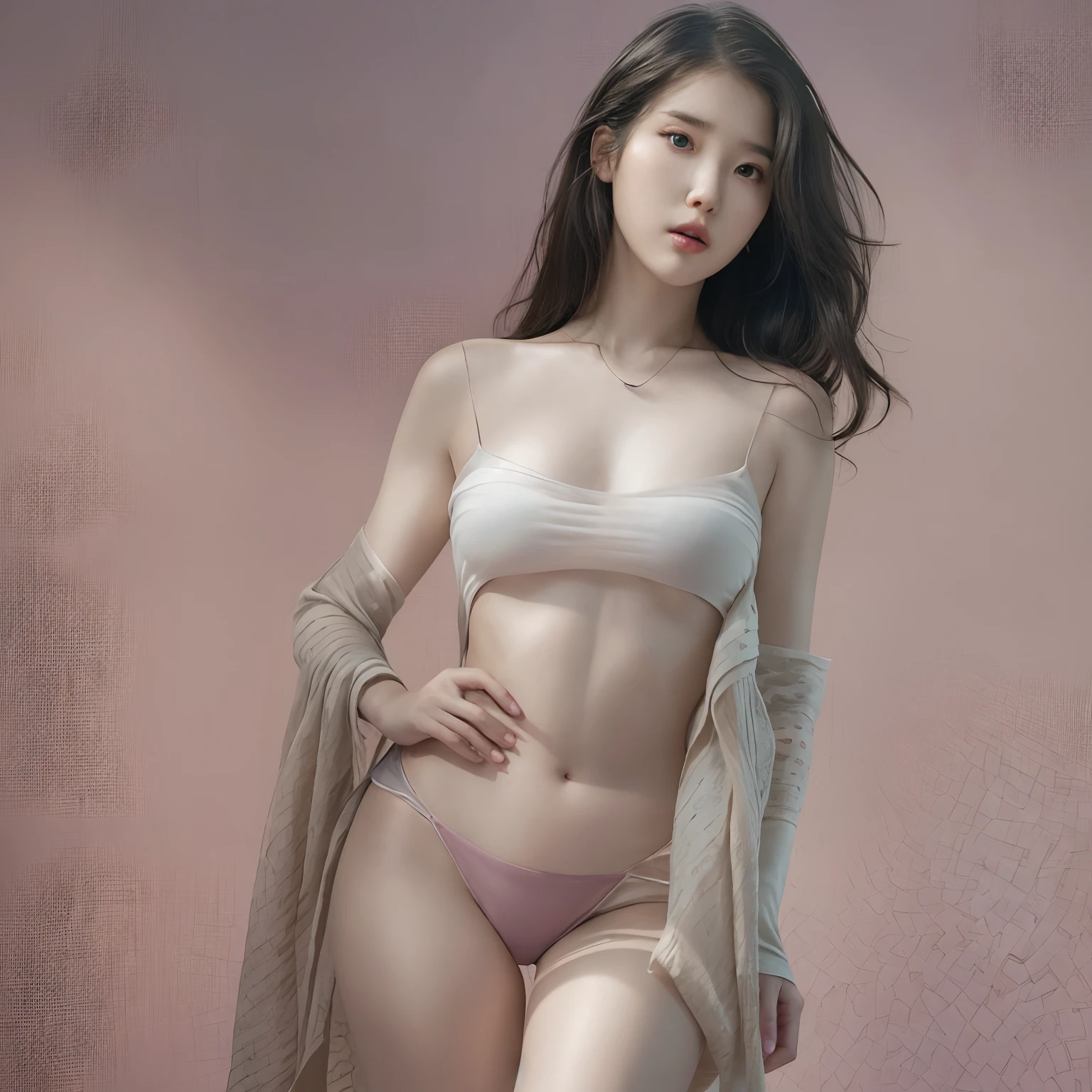 nikon RAW photo,8 k,Fujifilm XT3,photorealistic,realistic, solo, photorealistic, best quality, ultra high res, (skin spots:0.1) sexy expression, stan, totally naked, masterpiece, best quality, extremely detailed face, perfect lighting, solo,1girl, sexy sight best quality, ultra high res, photorealistic, ultra detailed, masterpiece, best quality, iu1, tiny butt, lee ji-eun, nipple visible, topless