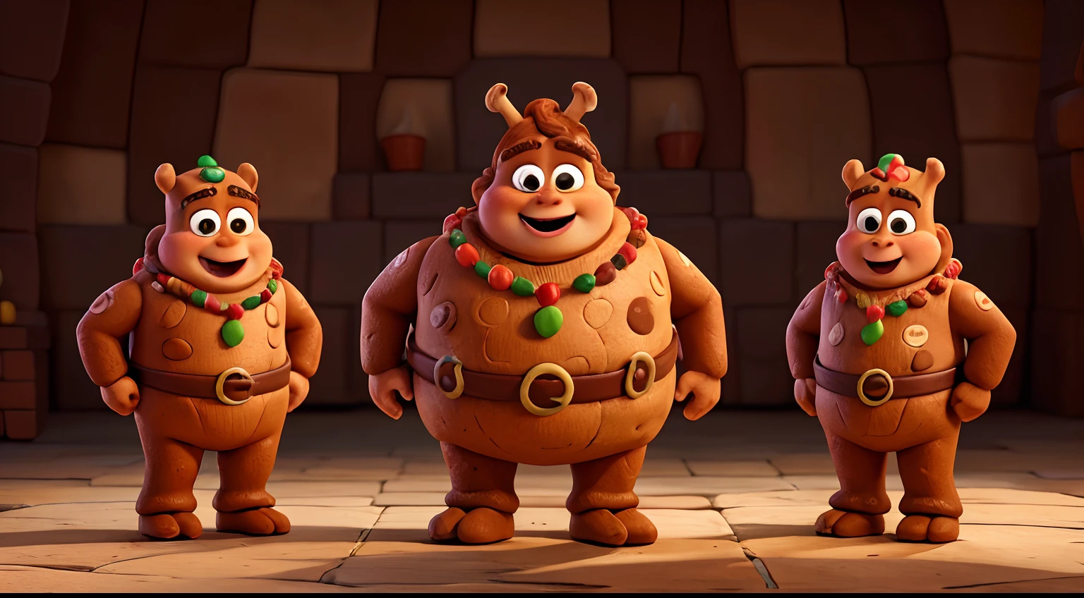 "A full-body, human-sized animated cookie with arms, legs, eyes, mouth and expressive facial features. It looks like the gingerbread cookie from the movie Shrek, but made of chocolate. It's a fun and friendly character from Cartoon."