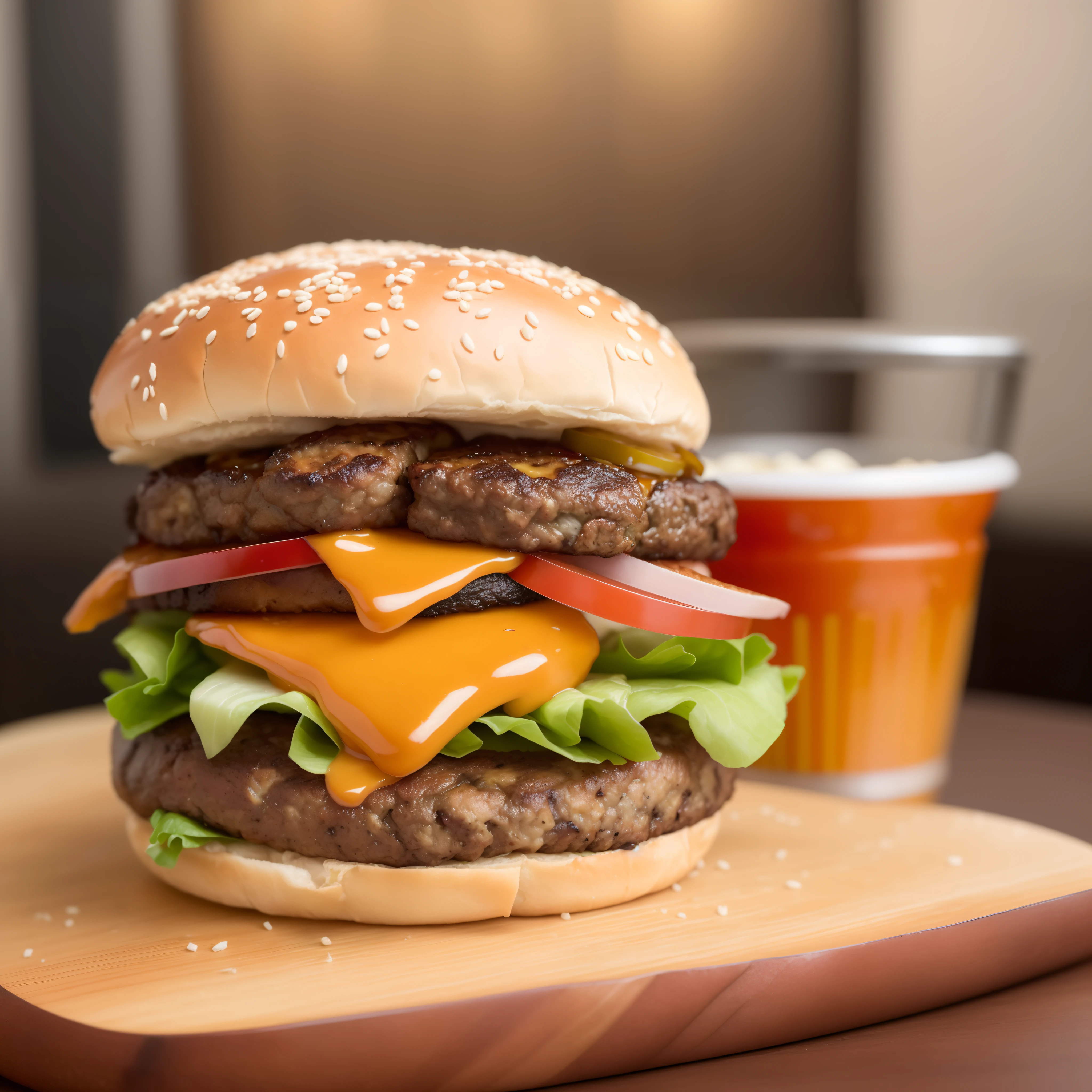 best quality, high-res, ultra-detailed, hyper-realistic (1.2),(burger:1.1),tomato, melted cheese, crispy bacon, pickles, juicy (burger:1.1),savory (burger:1.1),gourmet (burger:1.1),homemade (burger:1.1),delicious (burger:1.1),mouth-watering (burger:1.1),meticulously crafted (burger:1.2),succulent (burger:1.1),perfectly cooked (burger:1.1),perfectly seasoned (burger:1.1), premium ingredients (burger:1.1),bloomy cheese (burger:1.1),(realistic,photorealistic,photo-realistic:1.37),ultra-realistic (burger:1.2),amazing cheese pull (burger:1.1),(8k,high-res,hi-res:1.2),extreme closeup (burger:1.1),epic burger (burger:1.2),delightful details, crispy textures, vibrant colors, appetizing (burger:1.1),unforgettable taste (burger:1.1),mouthwateringly good (burger:1.1),sumptuous (burger:1.1),mouthwatering toppings (burger:1.1),sizzling (burger:1.1),juicy beef patty (burger:1.1),flame-grilled (burger:1.1),toasted buns (burger:1.1),fresh lettuce, sesame seeds, premium meat, artisanal burger, indulgent (burger:1.1),gourmet masterpiece (burger:1.2),culinary delight (burger:1.1),luxurious (burger:1.1),ultimate satisfaction (burger:1.1),burger heaven (burger:1.2),epicurean masterpiece (burger:1.2),mouthwatering masterpiece (burger:1.2),gourmet delight (burger:1.1)