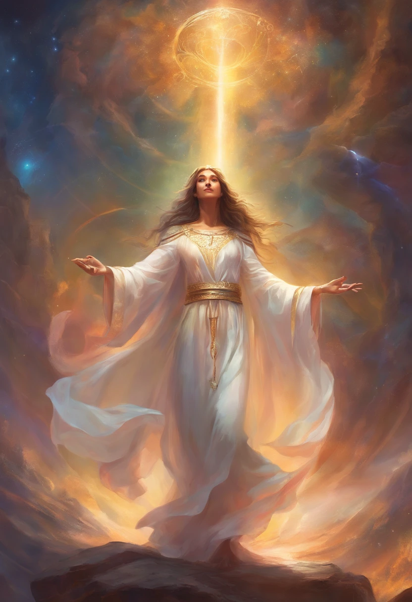 Jesus com talit mulher tocando tsittsit sendo curada,8K, global ilumination, grande angular, raios divinos