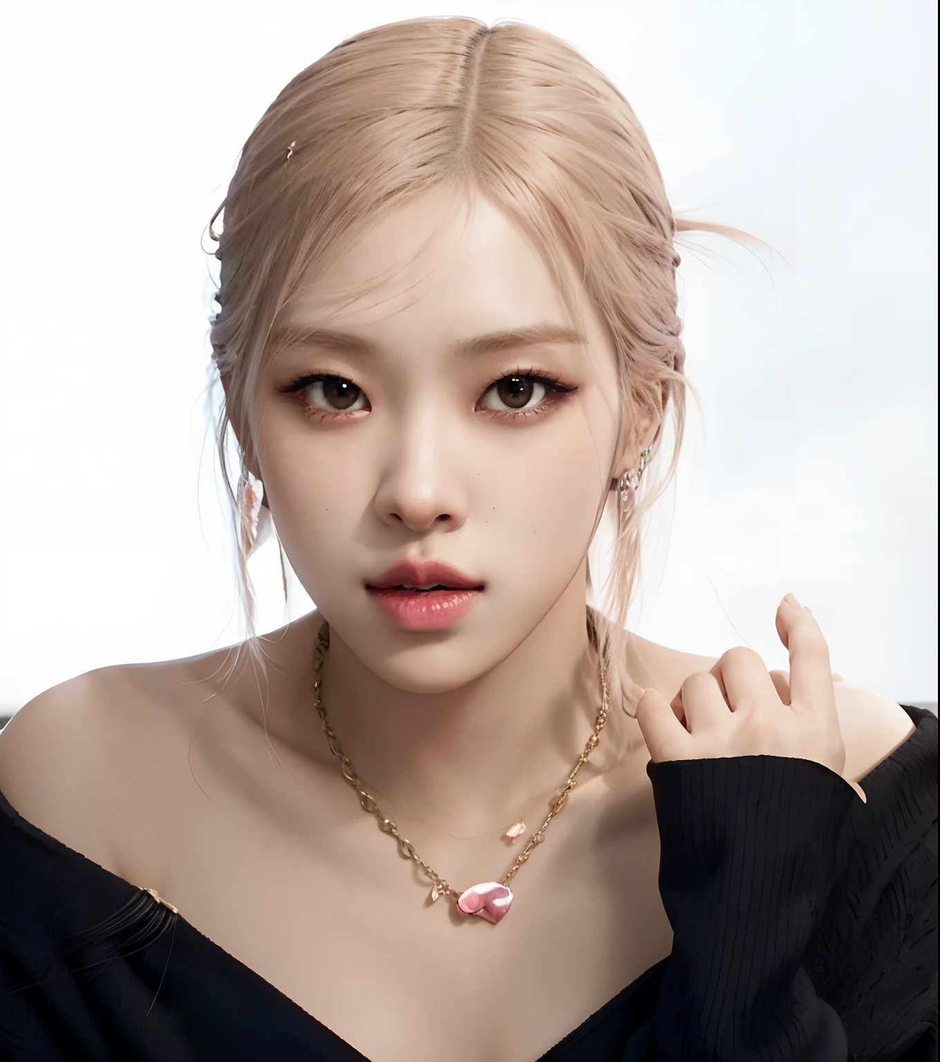 Un primer plano de una mujer con un collar y aretes, Parque Roseanne de Blackpink, Retrato de Jossi de Blackpink, Retrato Jisoo Blackpink, Sun Yunjoo, Jinyoung Shin, Lalisa Manobal, Jossi de Blackpink, Lalisa Manoban de Blackpink, portrait of female Korean idol, Retrato de Kpop Idol, JIA, Heonhwa Choe