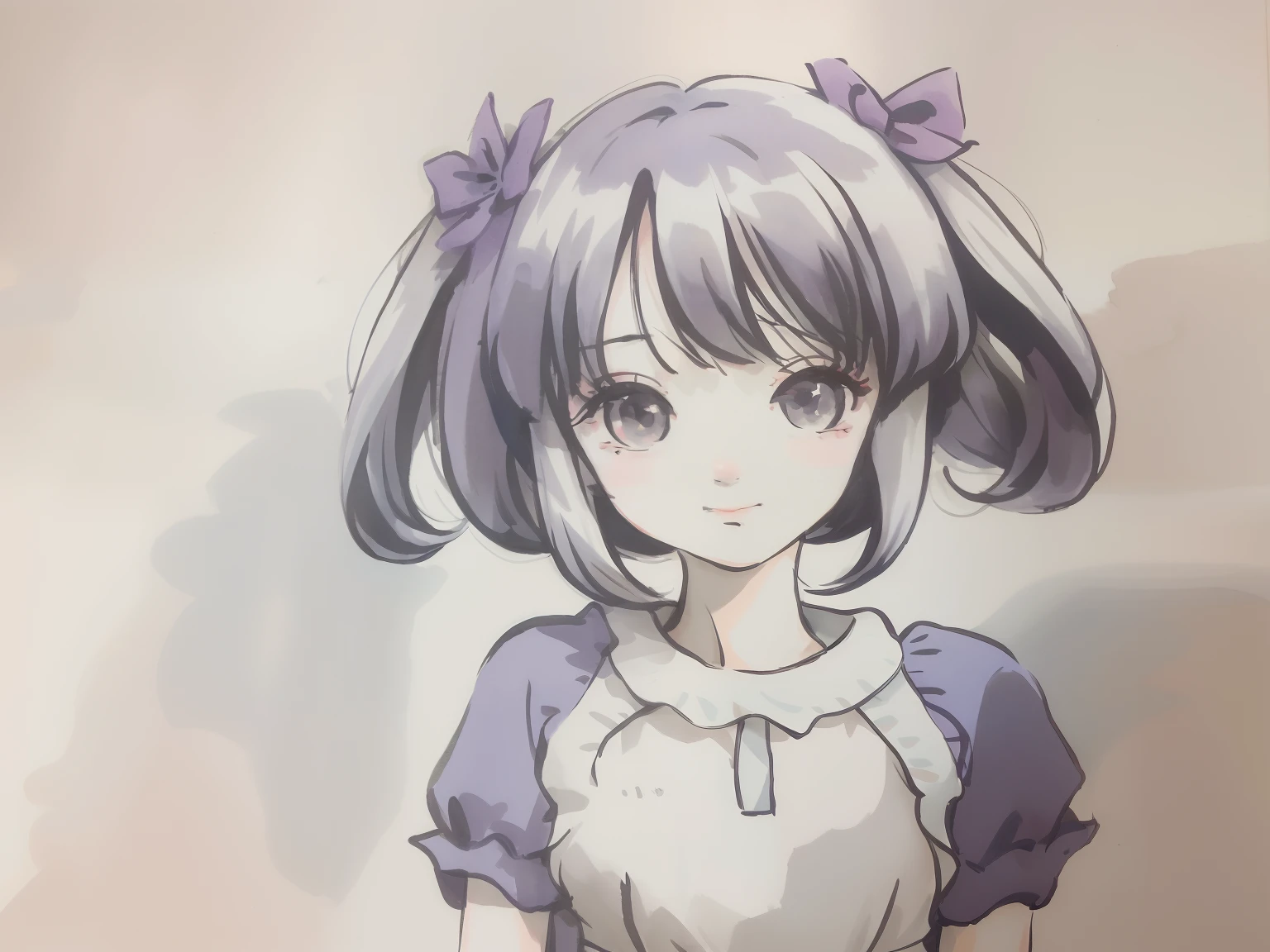 There is a painting，The painting is of a girl with long hair and a dress, small curvaceous loli, flat anime style shading, water color nendoroid, anime sketch, colored sketch anime manga panel, anime shading), small loli girl, anime shading, Soft anime illustration, Anime style portrait, ink and ballpoint, Portrait of an anime girl , Anime Paintings，The girl stands in a sea of flowers
