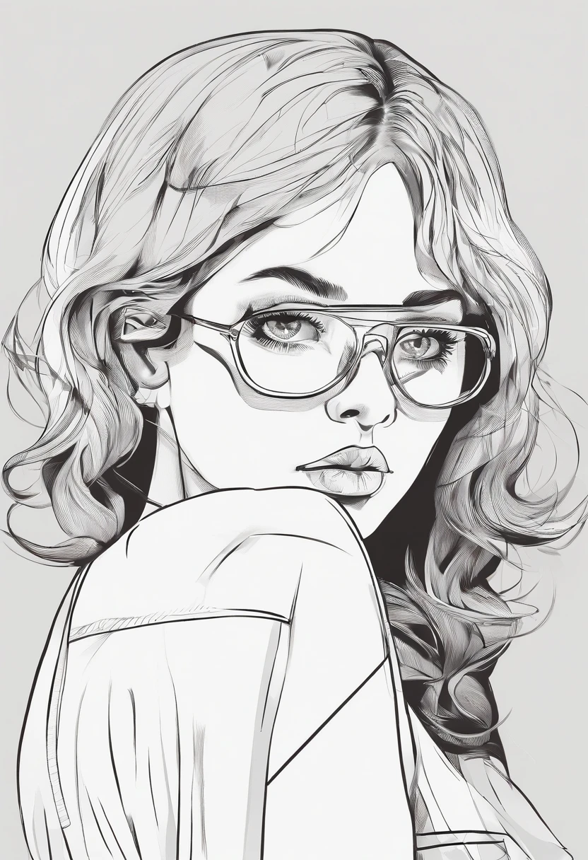 1girl, girl, solo, mini dress, (bobcut, glasses), (big eyes, cute face), flat chest, small breast, garter belt
