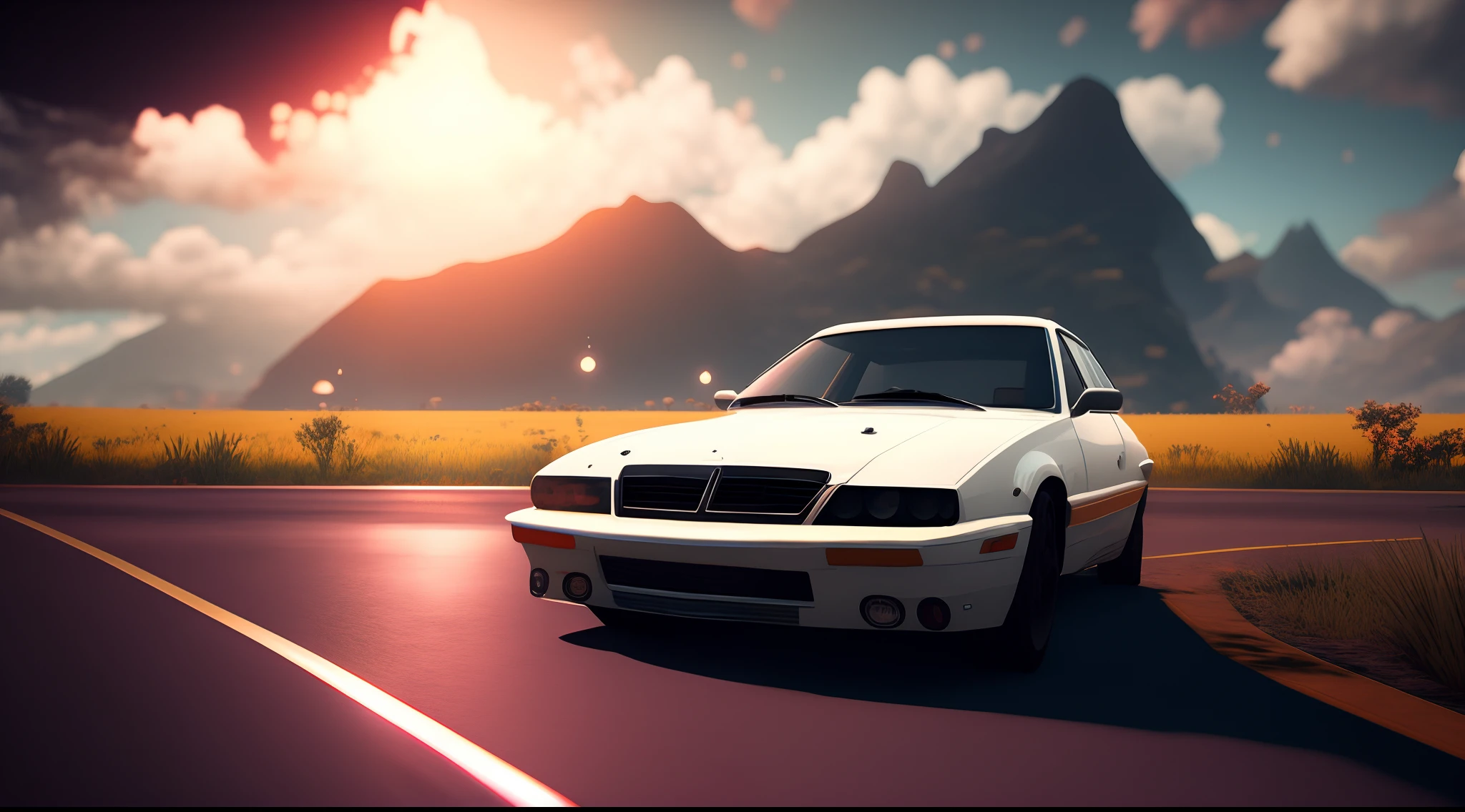 Image of a white car driving on a highway with a quote about it, Misterioso!, brilho misterioso, viajando pelas montanhas, Misterioso, Um misterioso, Uma paisagem misteriosa, Bela e misteriosa, anonymous as a car, inicial d anime 1 0 8 0 p, Incrivelmente misterioso, banal, mas misterioso, Atmosfera misteriosa, Captura de tela inicial D Anime, mysterious vibes