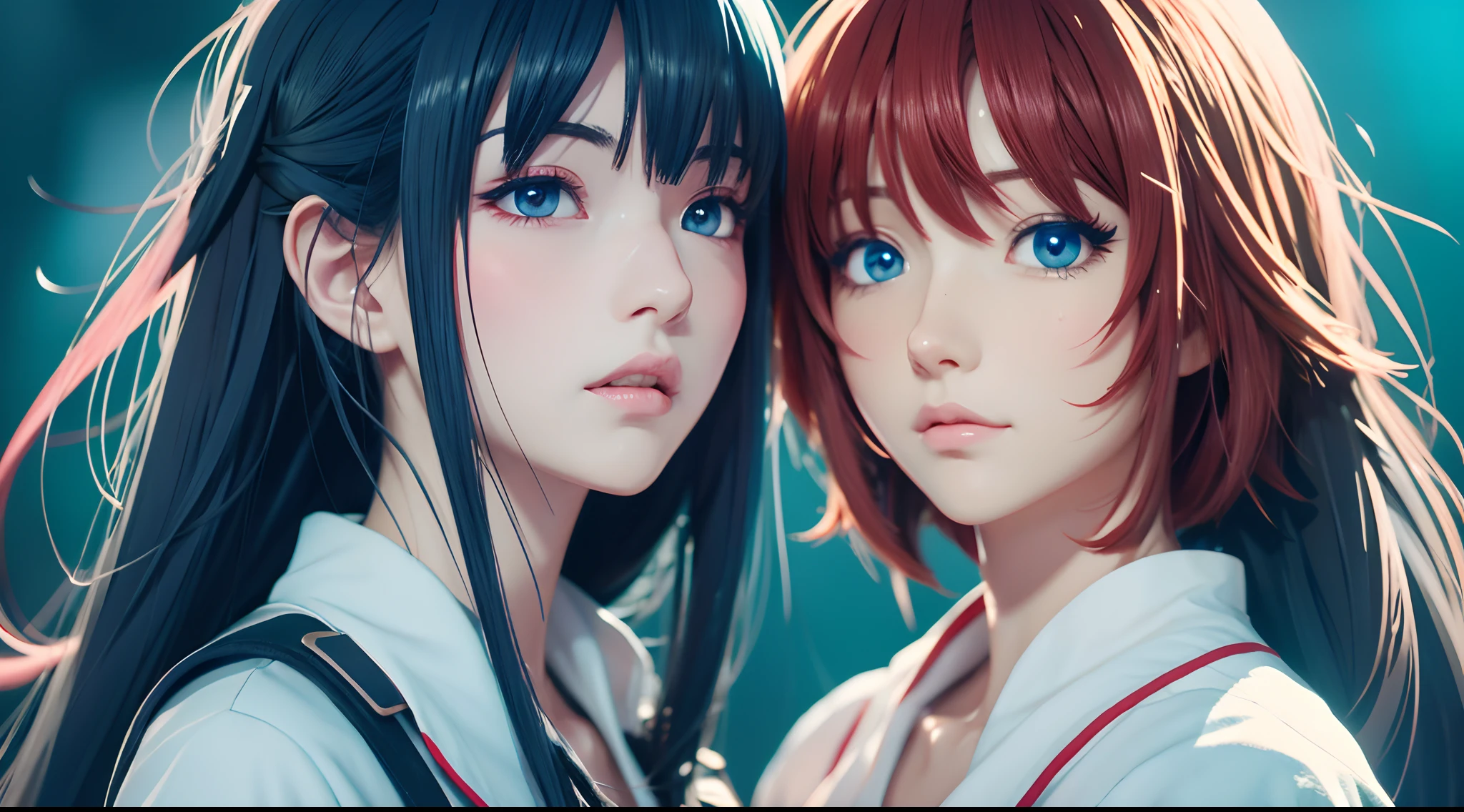 Menina anime com cabelo azul e colete vermelho com olhos azuis, estilo anime 4K, Anime Art Wallpaper 8K, arte de anime digital detalhada, badass anime 8 k, arte de anime digital, Anime Art Wallpaper 4K, Anime Art Wallpaper 4K, arte digital estilo anime, Papel de parede anime 4k, estilo anime. 8k, 4k anime wallpapers, Anime Wallpaper 4k