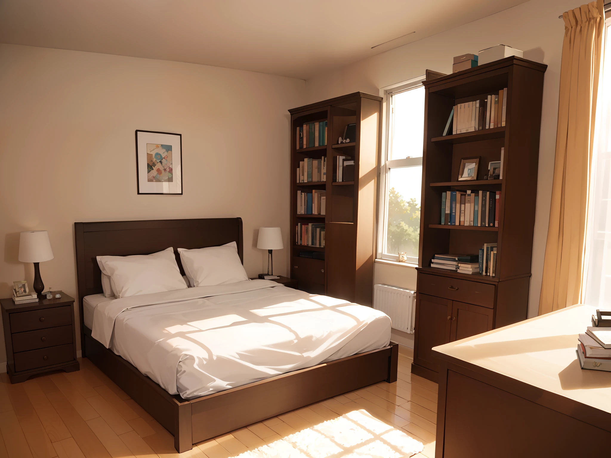 Bedroom with bookshelves surround the bed
