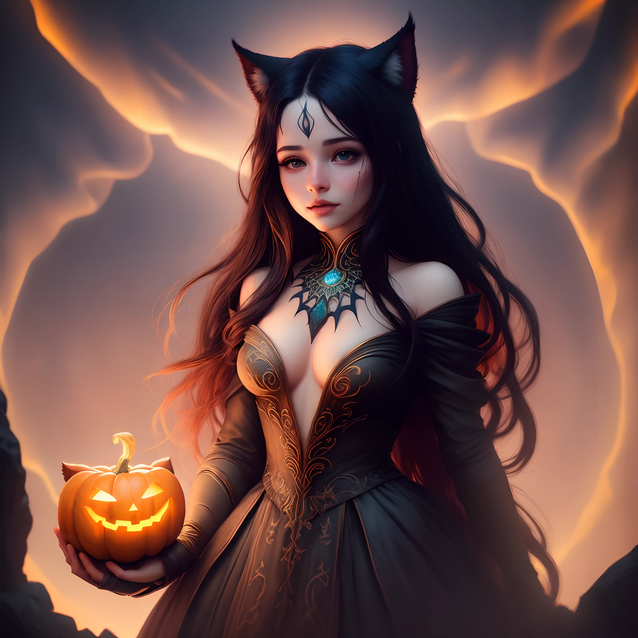 fantasia de halloween inspirado em mumia de vestido longo com cauda, Vagando sozinho, Perdido no pensamento, Ahri, buscando consolo, Encontrando paz dentro| centrado| visual impressionante| intrincado| altamente detalhado| breathtaking beauty| linear preciso| vibrante| Comprehensive cinematic| anna dittman, corpo inteiro, dinamic pose, melhor qualidade, 8k, foco limpo, carne griffths, beautiful lighting
