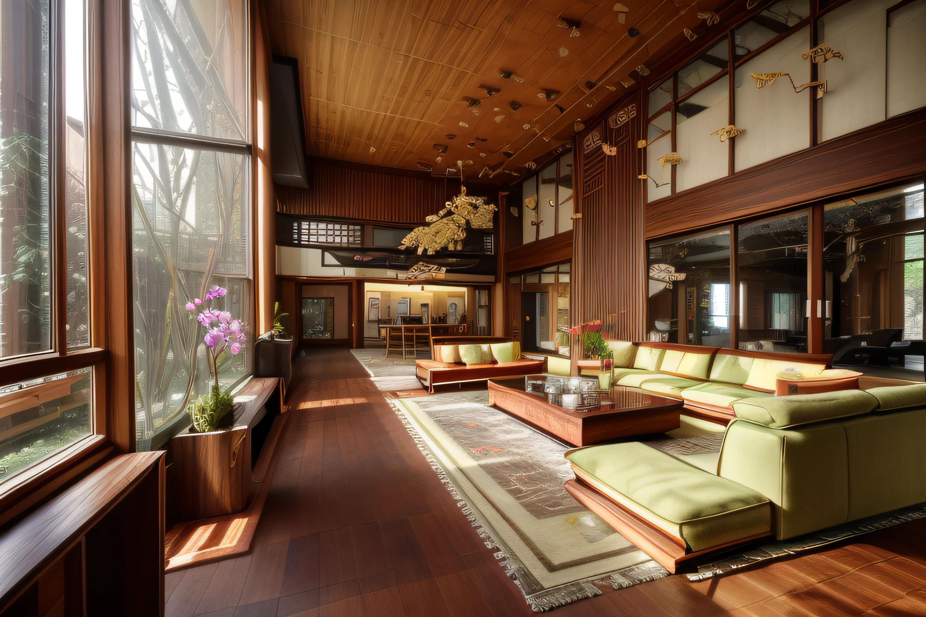Interior design、Crazy detailed wide-angle building photos、cozy contemporary living room、(Bright warm sunshine 1:0.1)、award-winning contemporary interior design、Red mahogany wood color、DL、a chair、in a house、wooden floor、window、dining room、east asian east asian architecture、Sliding paper doors、lamp lights、buliding、walnut grain、naturey、Cups、A plant、interior design、Insert lights and shadows、depth of fields、low illuminance, led lighting walnut_furniture (11) flower, food, day, indoors, bag, cup, pillow, book, no_humans, window, bed, fruit, chair, table, sunlight, bottle, plant, curtains, box, scenery, couch, wooden_floor, realistic, door, clock, cushion, shelf, vase, statue, painting_(object), still_life, carpet, picture_(object), rug, reflective_floor