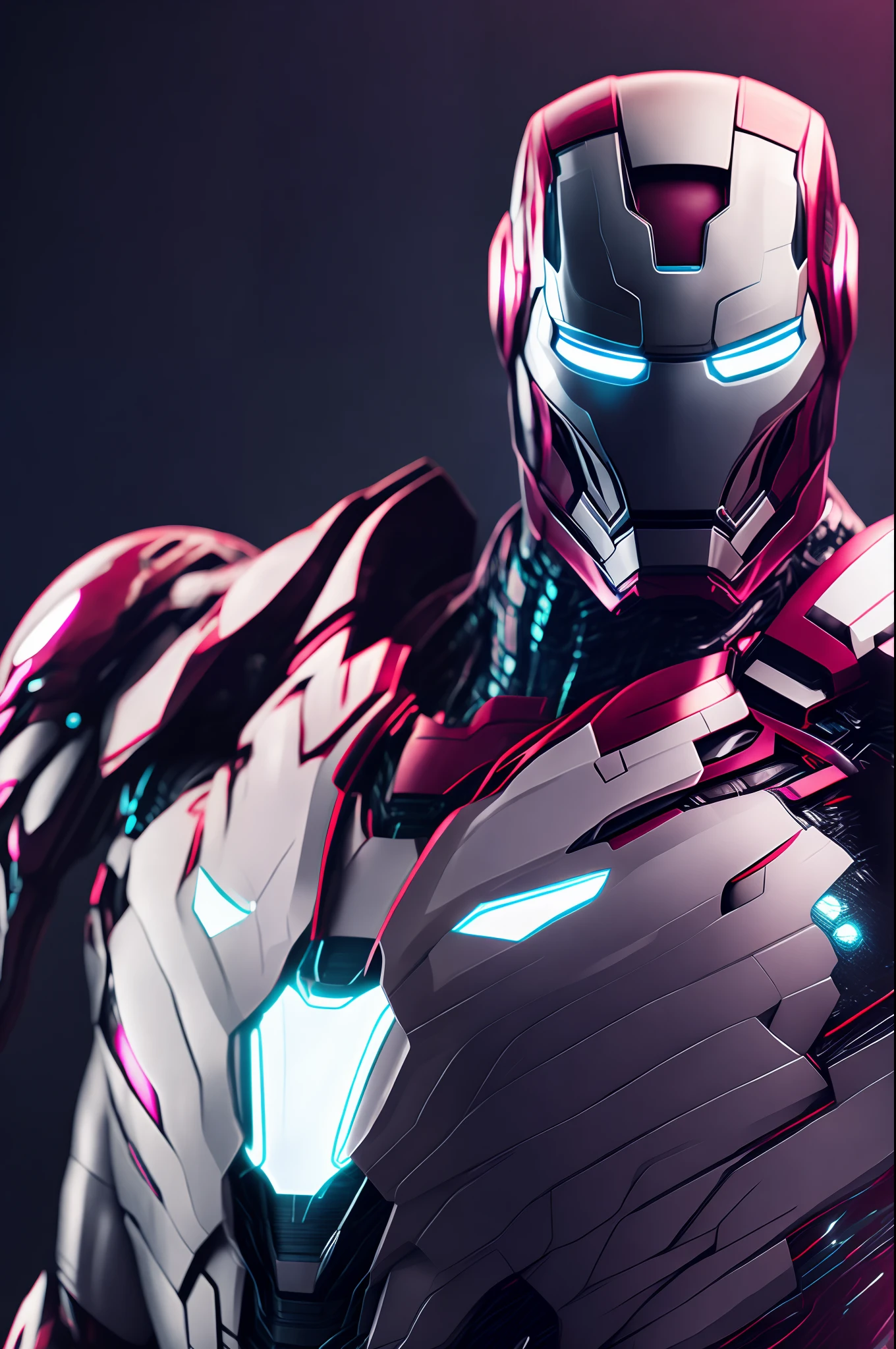 marvel ironman whitw armor, Cyberpunk, 8k