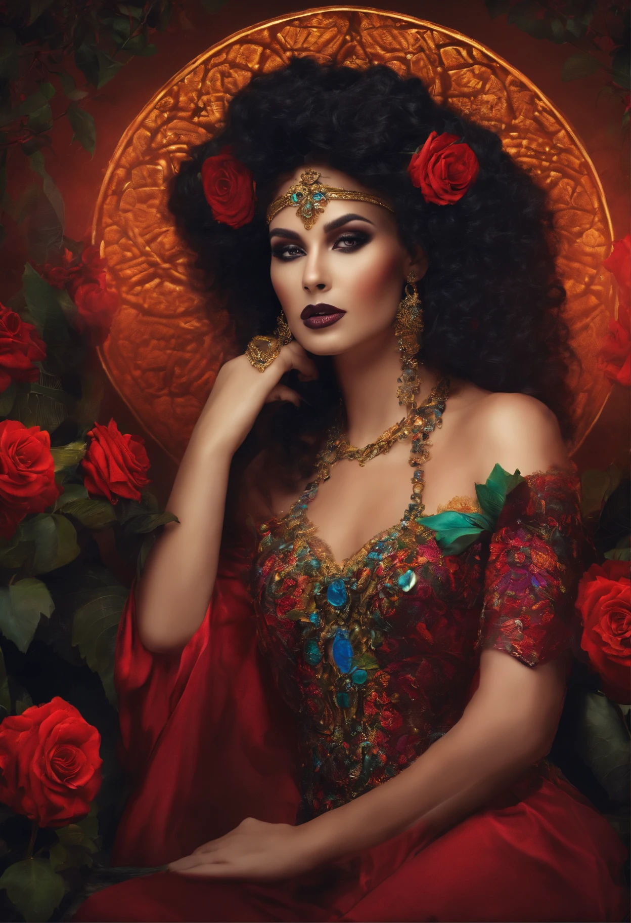 Mulher sensual necromante com uma cav