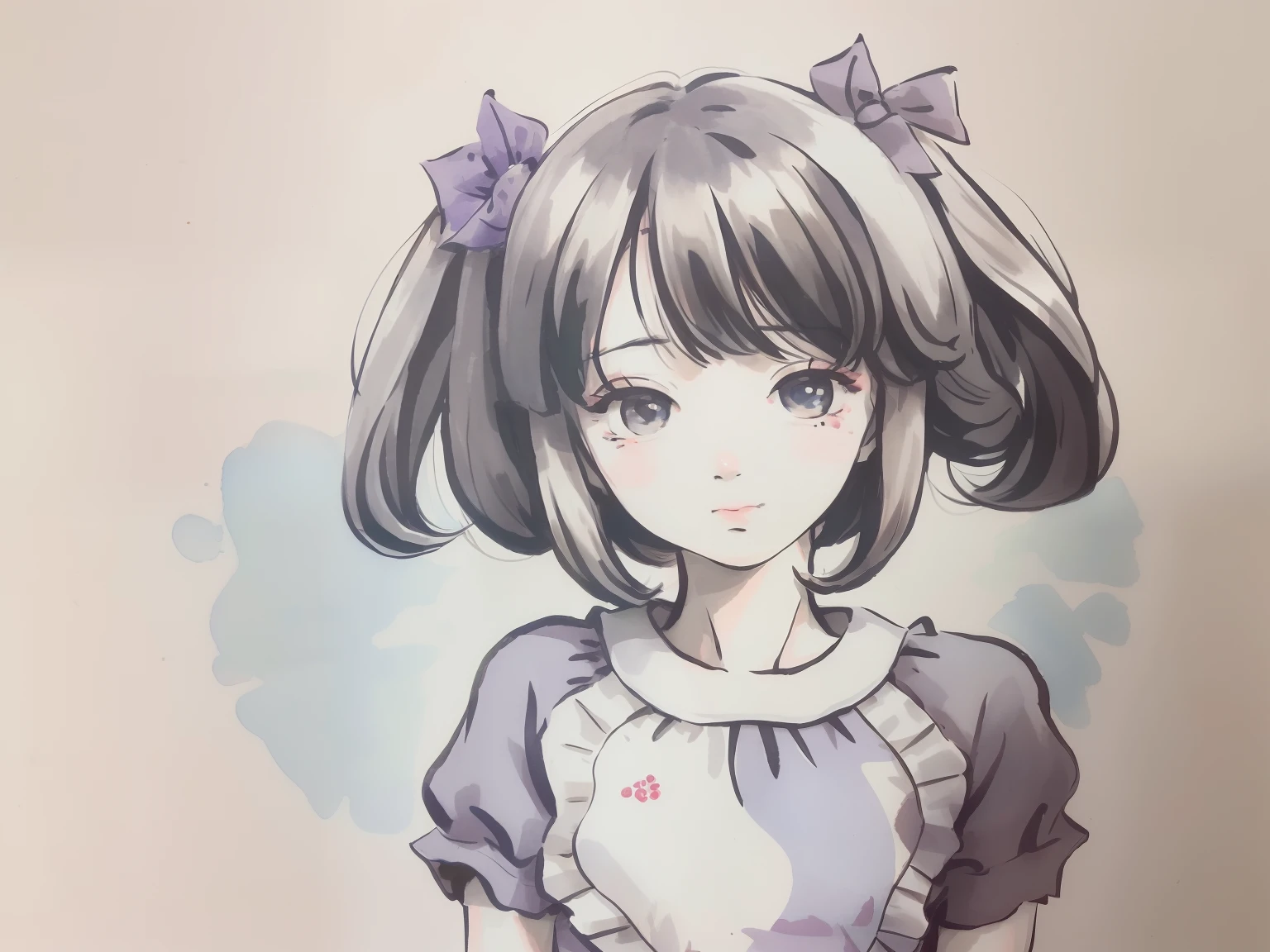(Best quality,4K,8K,A high resolution,Masterpiece:1.2),Ultra-detailed,(Realistic,Photorealistic,photo-realistic:1.37),Girl in long hair dress, Cute li, flat anime style shading, Watercolor iris, anime sketch, Color sketch of anime panel, anime shading), smirl, anime shading, Soft anime illustration, anime-style portrait, ink and ballpoint, Portrait of an anime girl, Anime Paintings, Lush flower fields