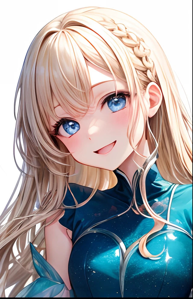 girl with、No background、without background、Background through、White blonde、Light blue eyes、Aimei、The long-haired、Braiding、Little Mermaid、mermaids、A smile、kawaii、