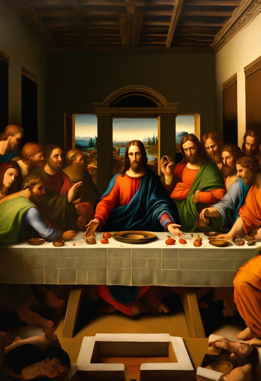 Carrapato fotoreal、Cristo、pintura religiosa、Renascimento、leonardo da vinci、Michelangelo、realisitic、the last supper