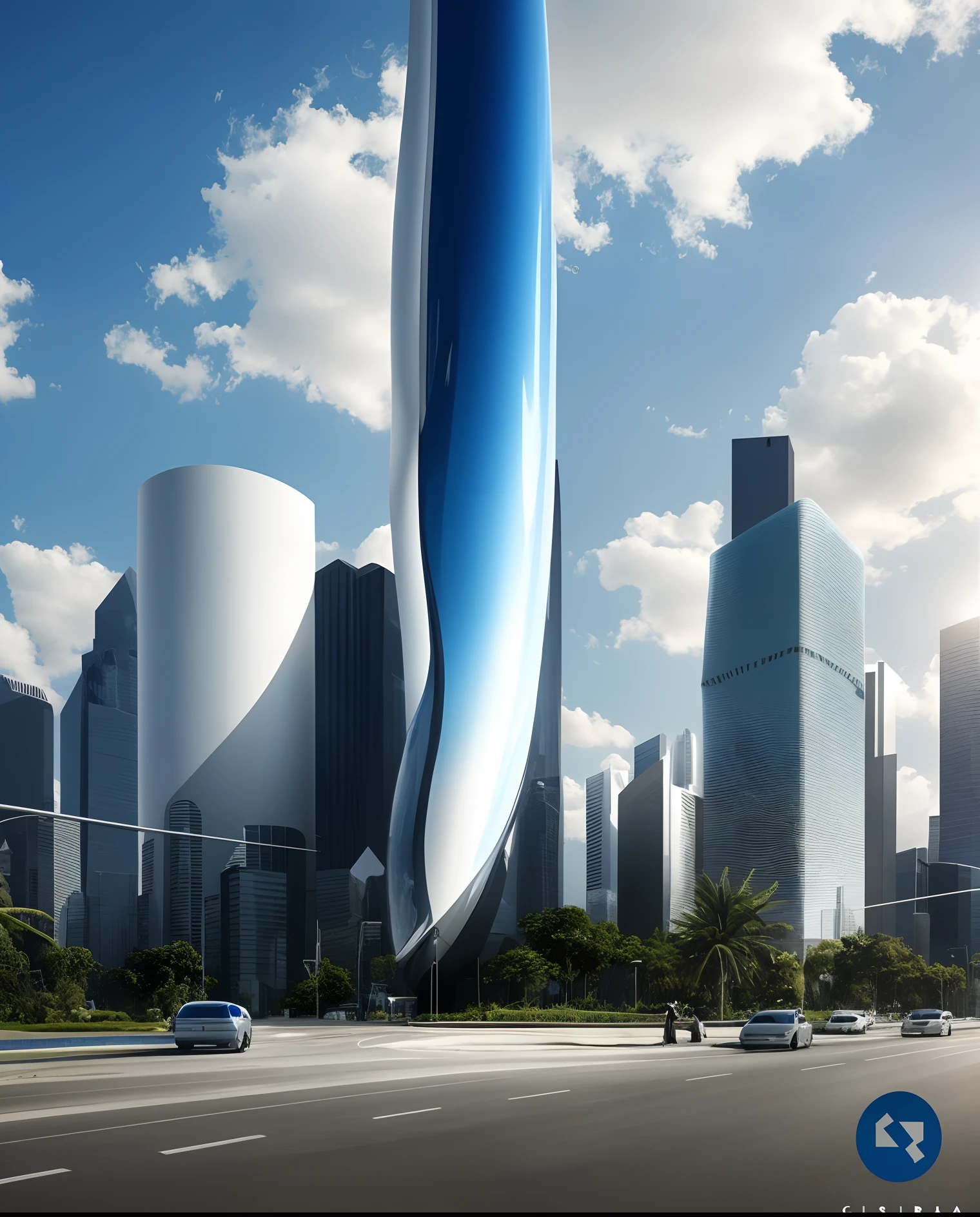 Crie uma Cidadda futurista, s, contraste na cores, Cida mega morden