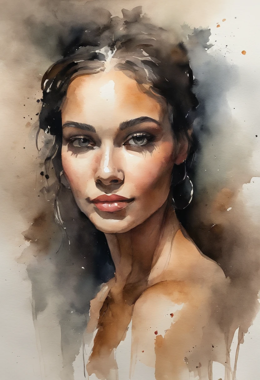 Pintura em aquarela de uma preta bonita : : trending on ArtStation: : Simple composition creates a sense of order and harmony. A pintura reflete as qualidades espirituais do mundo natural. --up luz --ar 9:16