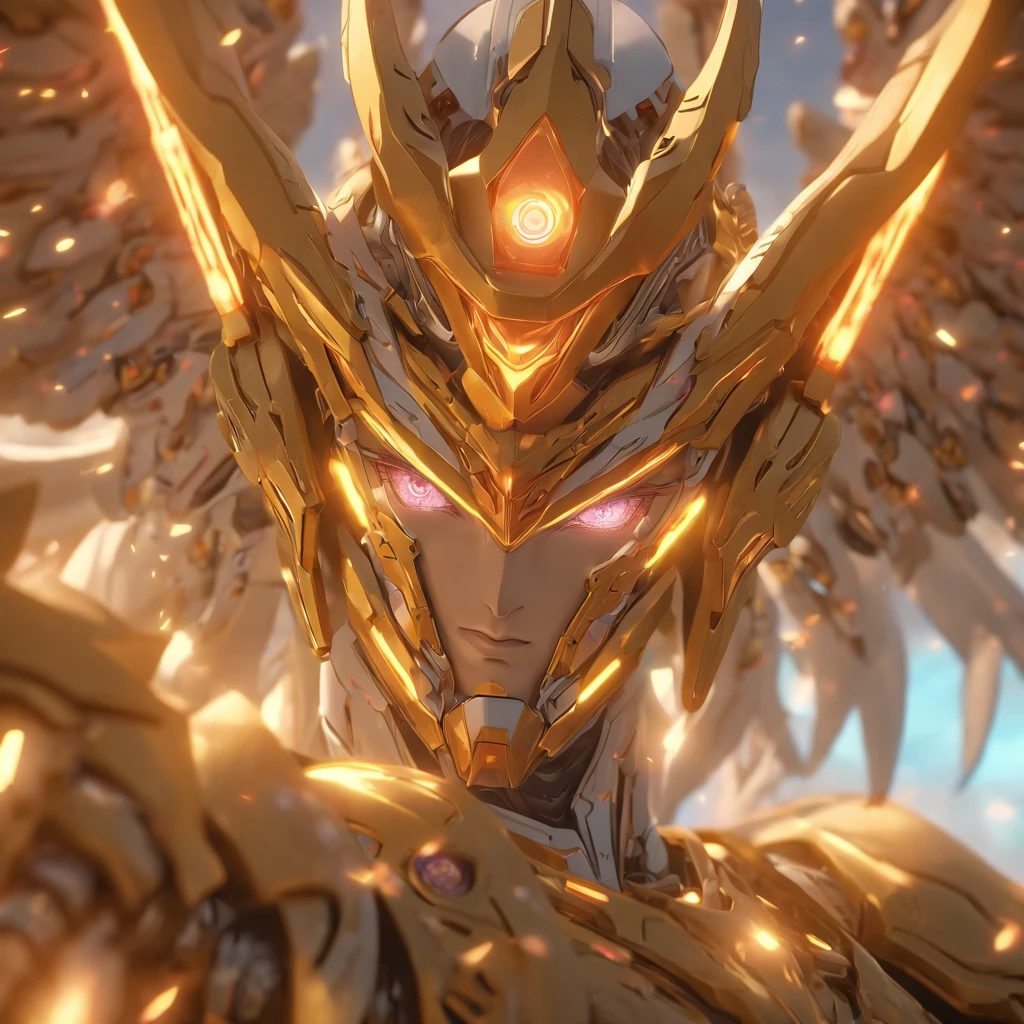 (Cowboy Shot:1.2),(Wide angle shot), (longshot:1.3), (Intricate details:1.4), (masutepiece) , ((anime robots, Angel,  Magic)), (Perfect aesthetic eye:1.3) , (Detailed eyes) , (Halo:1.2) , (elden ring:1.3), (mechanical wings), (Wings:1.3), blazing, twin-tail hair, multicolored hair, (Perfect hands:1.1), (Anatomically correct body:1.4), (Perfect face), on a gundam | Ultra-detailed robotic armor | Cinematic lighting | Complex filigree metal design | 16 K | unreal enginee 5 | Octane Render | 。.。.3D, (Anatomically correct :1.4), (Holographic Hyperspace Metaverse 50mm, ultra-detailliert, Fantasy background, blush, Solo), (Fighting stance:1.3), (Magic Circle:1.3), Lightning Effect, (Ray tracing), Show your abilities, (Glowing eyes) , (Luminous particles) , 16K Race Wallpapers,