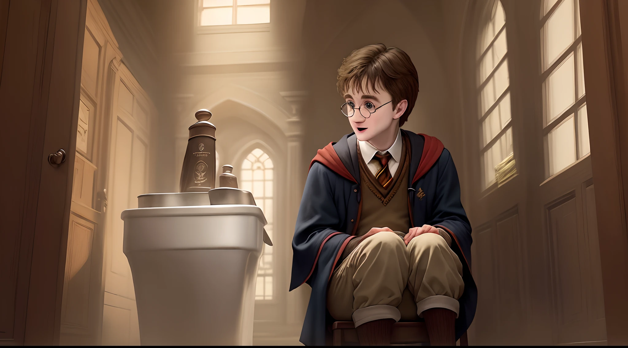 Harry Potter and Hermione Granger, bdsm, hot, having sex, both fully naked, sweaty, wet pussy, screaming, in shower,