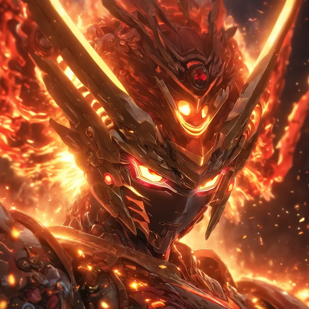 (Intricate details:1.4), (masutepiece) , ((anime robots, Hell)), (Detailed eyes) ,(mechanical wings), (Wings:1.3), A black,  multicolored hair, (Anatomically correct body:1.4), (Perfect face), | Ultra-detailed robotic armor | Cinematic lighting | Complex filigree metal design | 16 K | unreal enginee 5, Lightning Effect, (Ray tracing), 16k Race ,Full burst