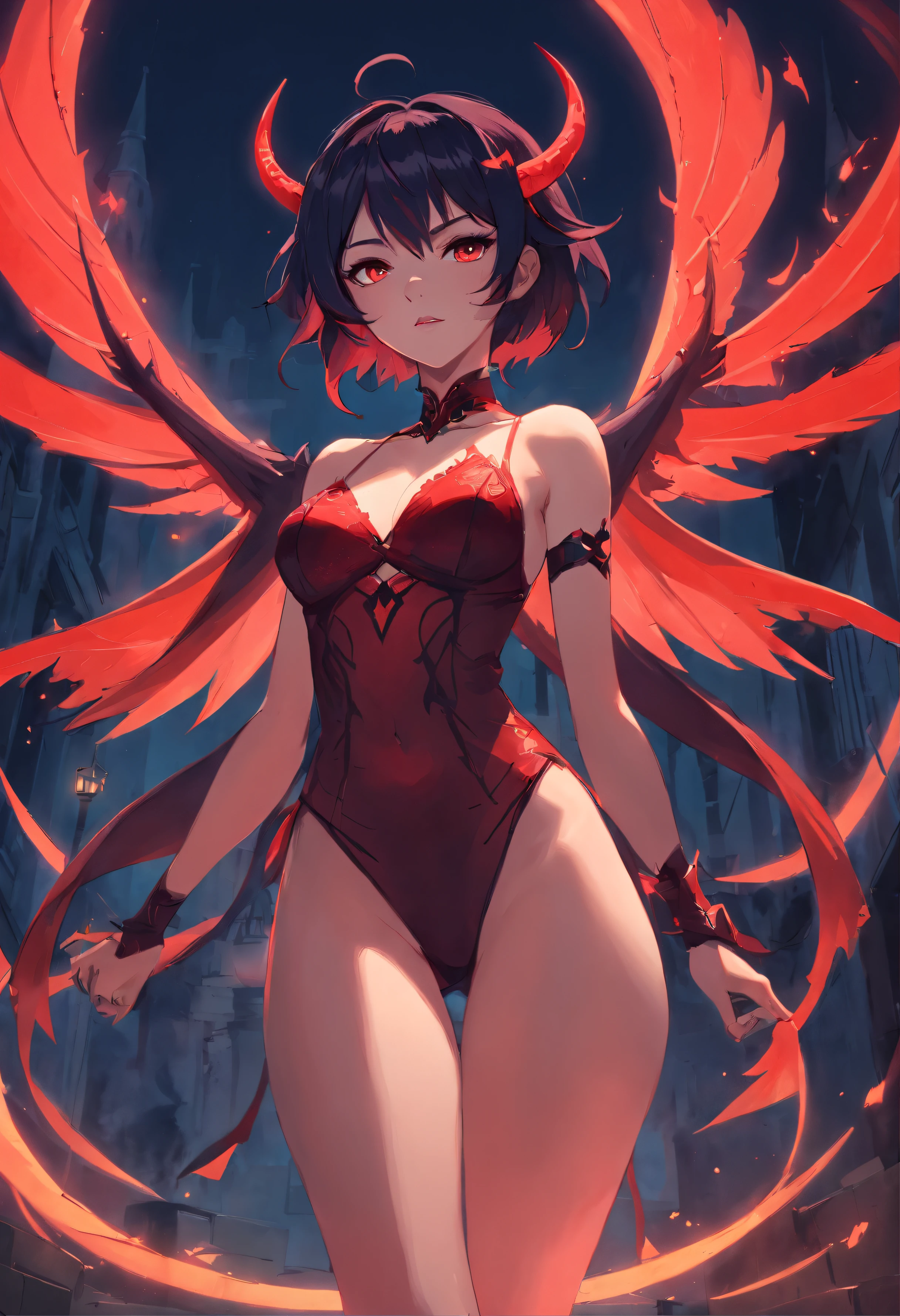 Un primer plano de una mujer con un lenceria negro con una tanga rojo, dark fantasy style art, Diablo 4 Lilith, Diablo 4 Queen, dark fantasy art, gothic fantasy art, epic fantasy art style, Yennefer, Guerrera vampiro, Epic Fantasy Art Style HD, pintado en el estilo arcano, succubus | medieval, Hermosa y elegante reina demonio serana